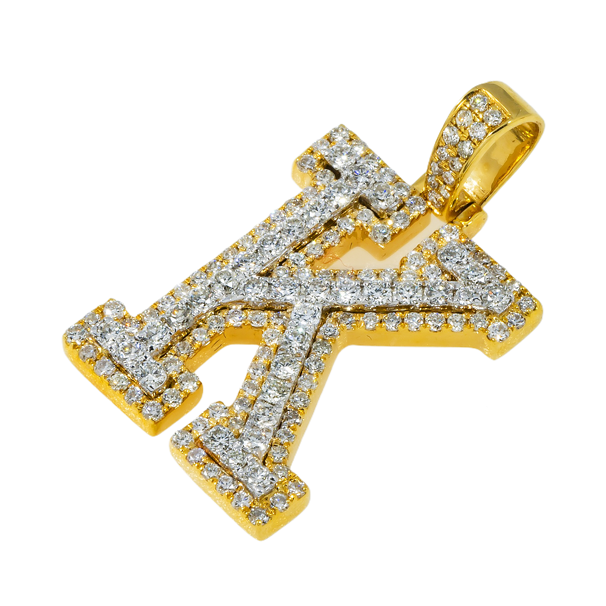 10K GOLD DIAMOND 3D INITIAL K PENDANT 1.10 CT