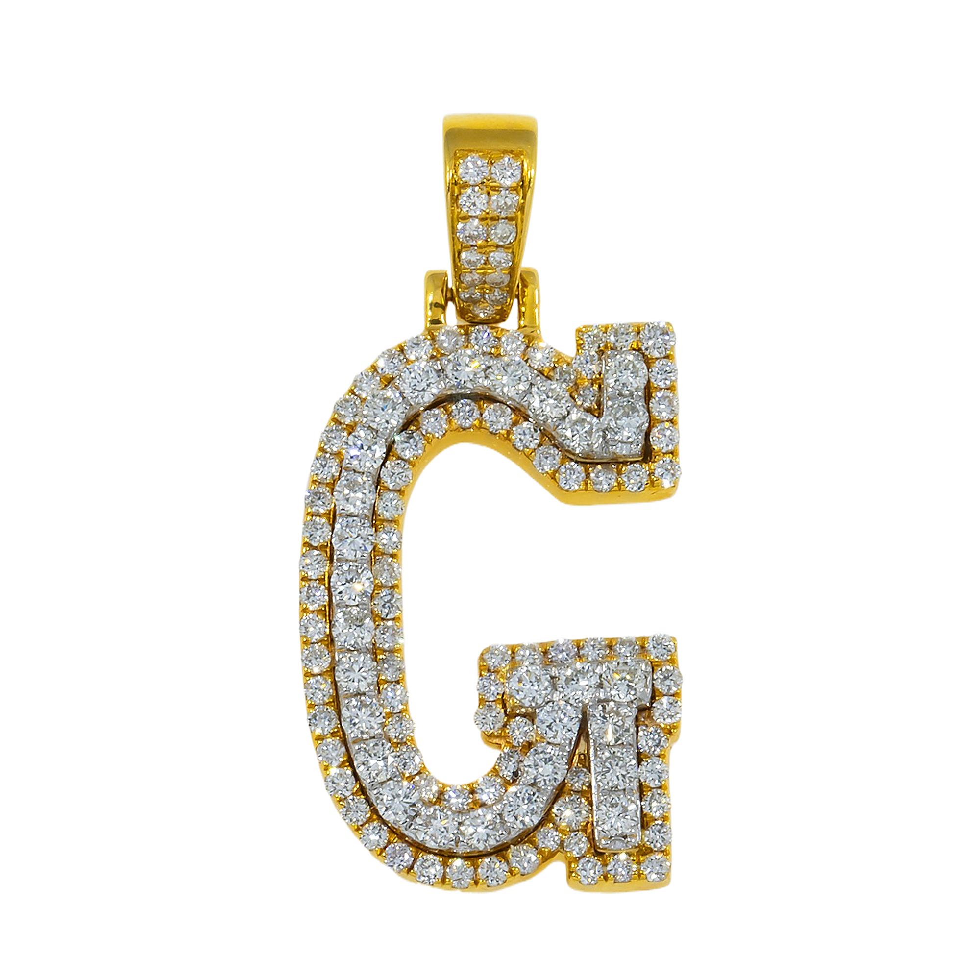 10K GOLD DIAMOND 3D INITIAL G PENDANT 0.90 CT