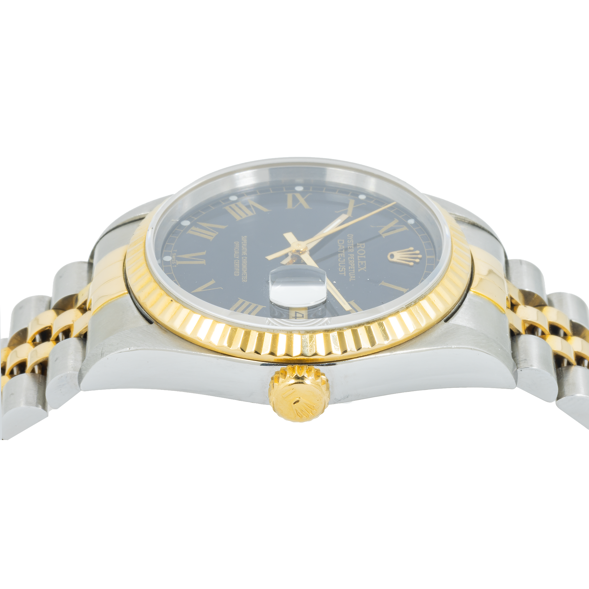 Rolex Datejust 16013 36MM Black Roman Dial With Two Tone Jubilee Bracelet