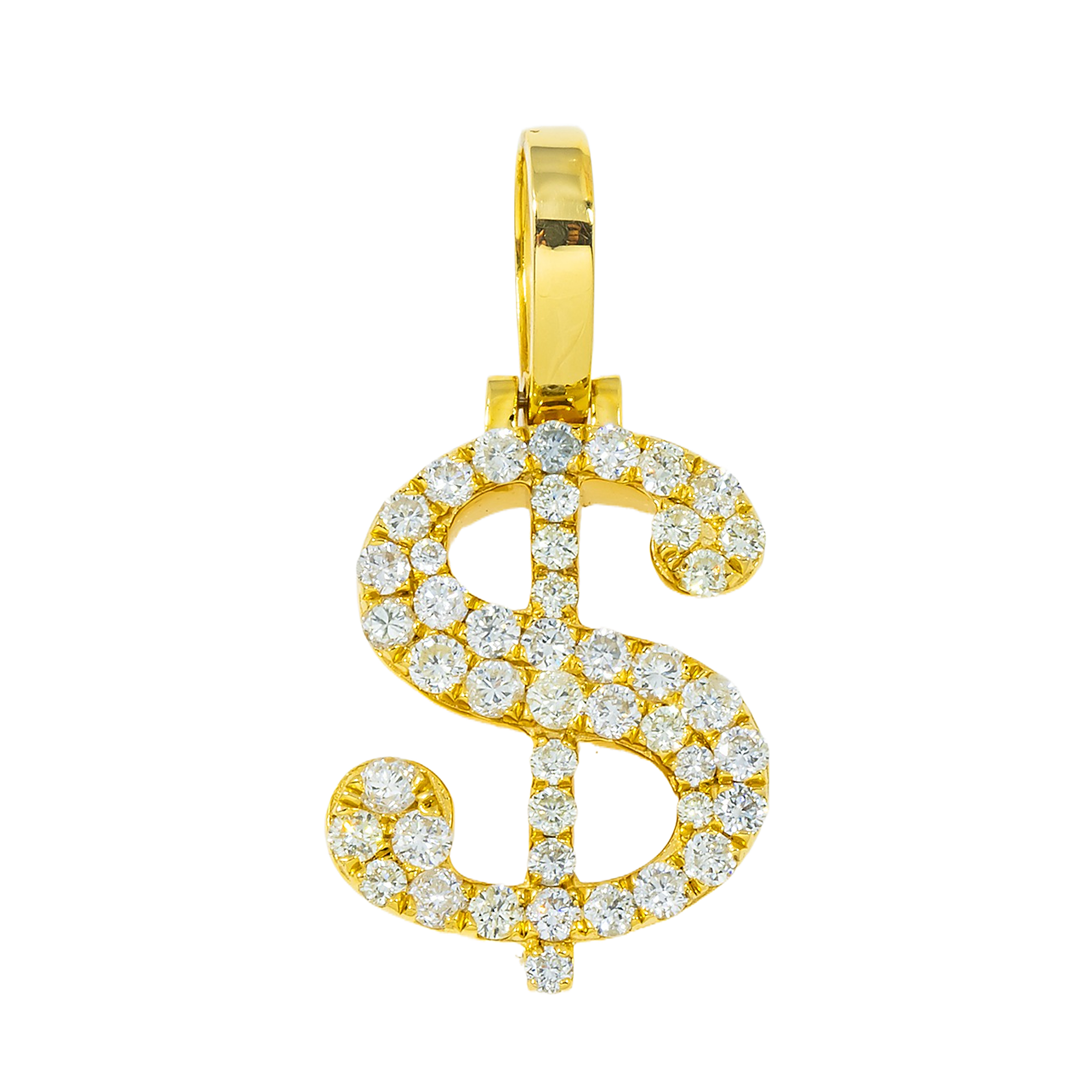 10K GOLD DIAMOND DOLLAR SIGN PENDANT 1.15 CT