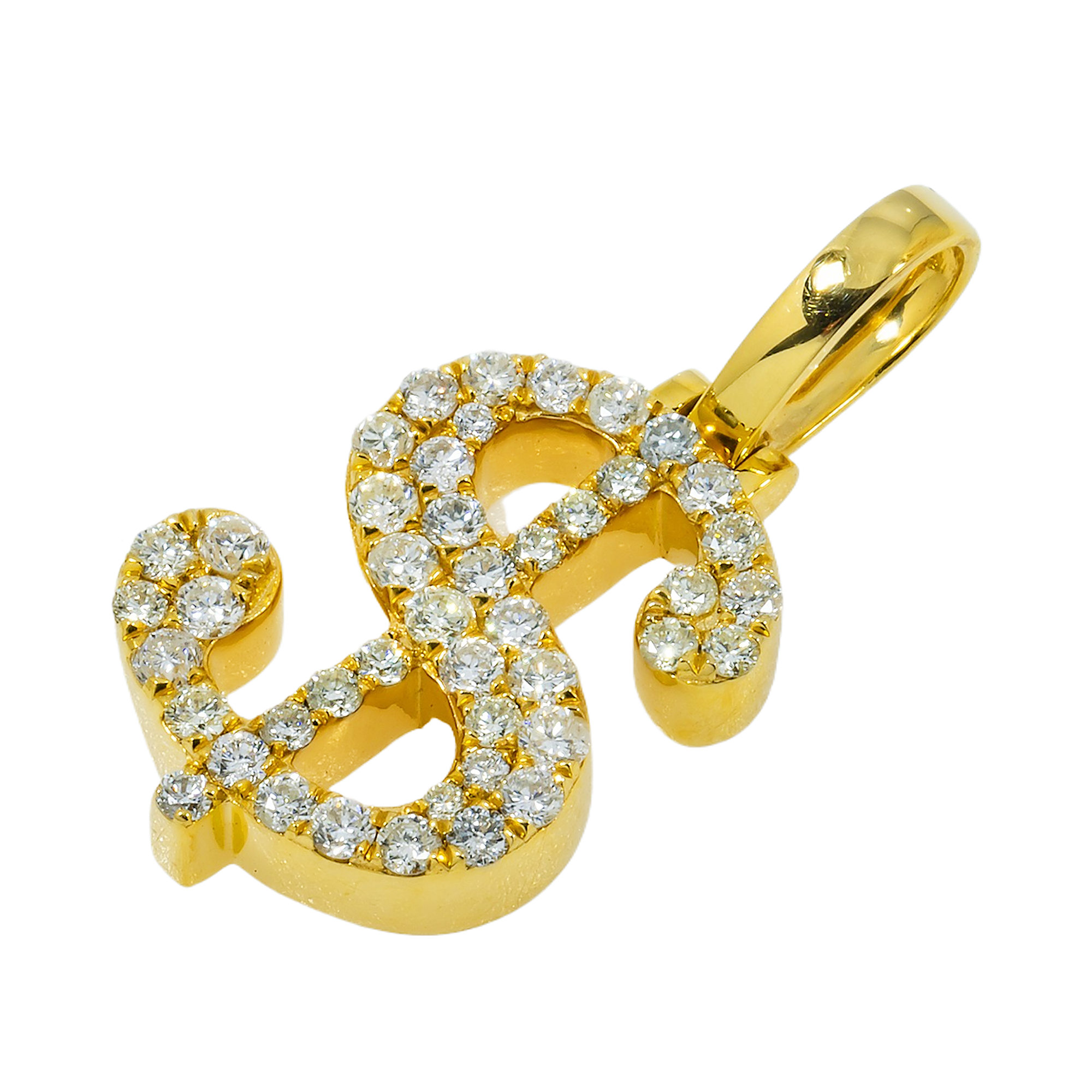 10K GOLD DIAMOND DOLLAR SIGN PENDANT 1.15 CT