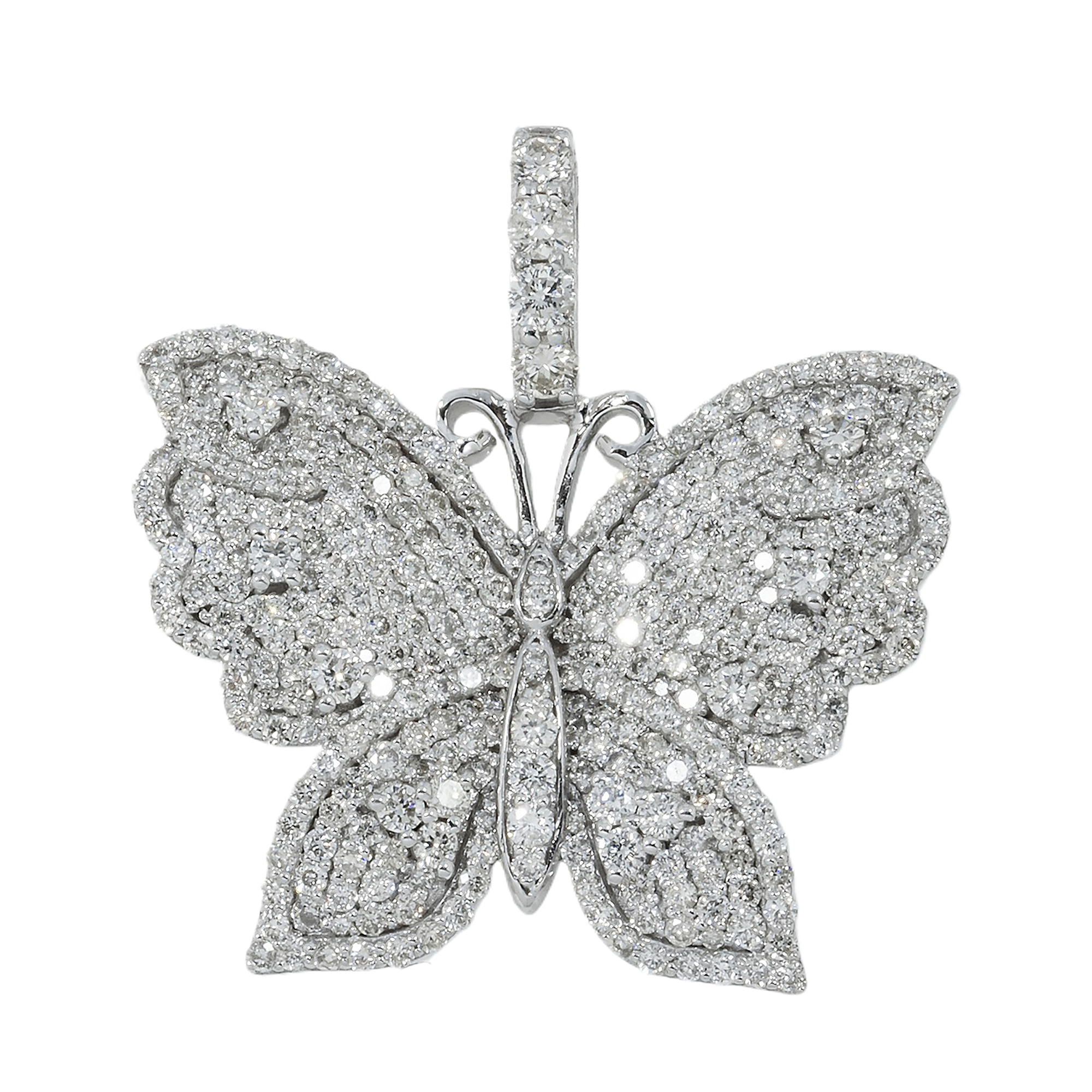 10K GOLD DIAMOND BUTTERFLY PENDANT 1.80 CT