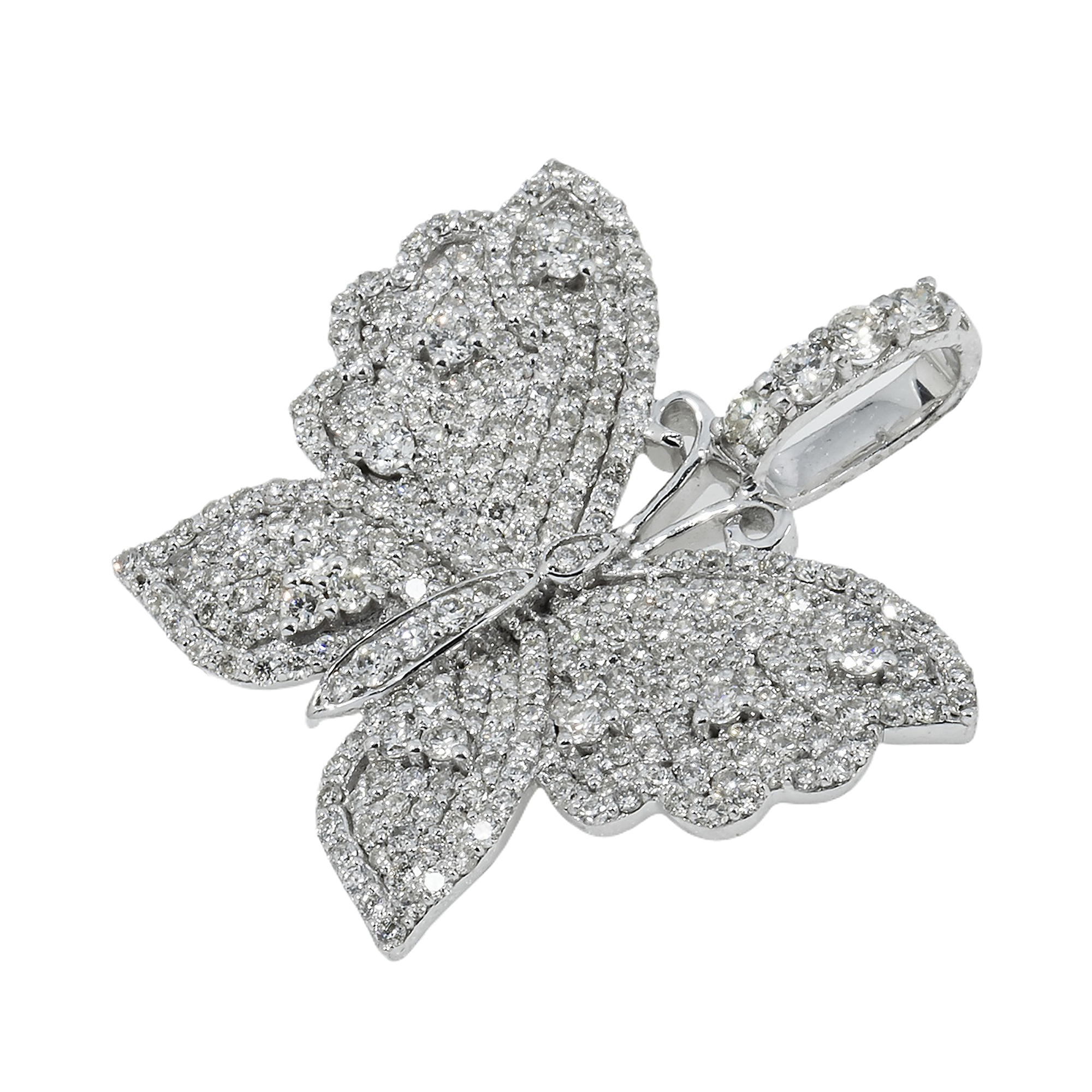 10K GOLD DIAMOND BUTTERFLY PENDANT 1.80 CT