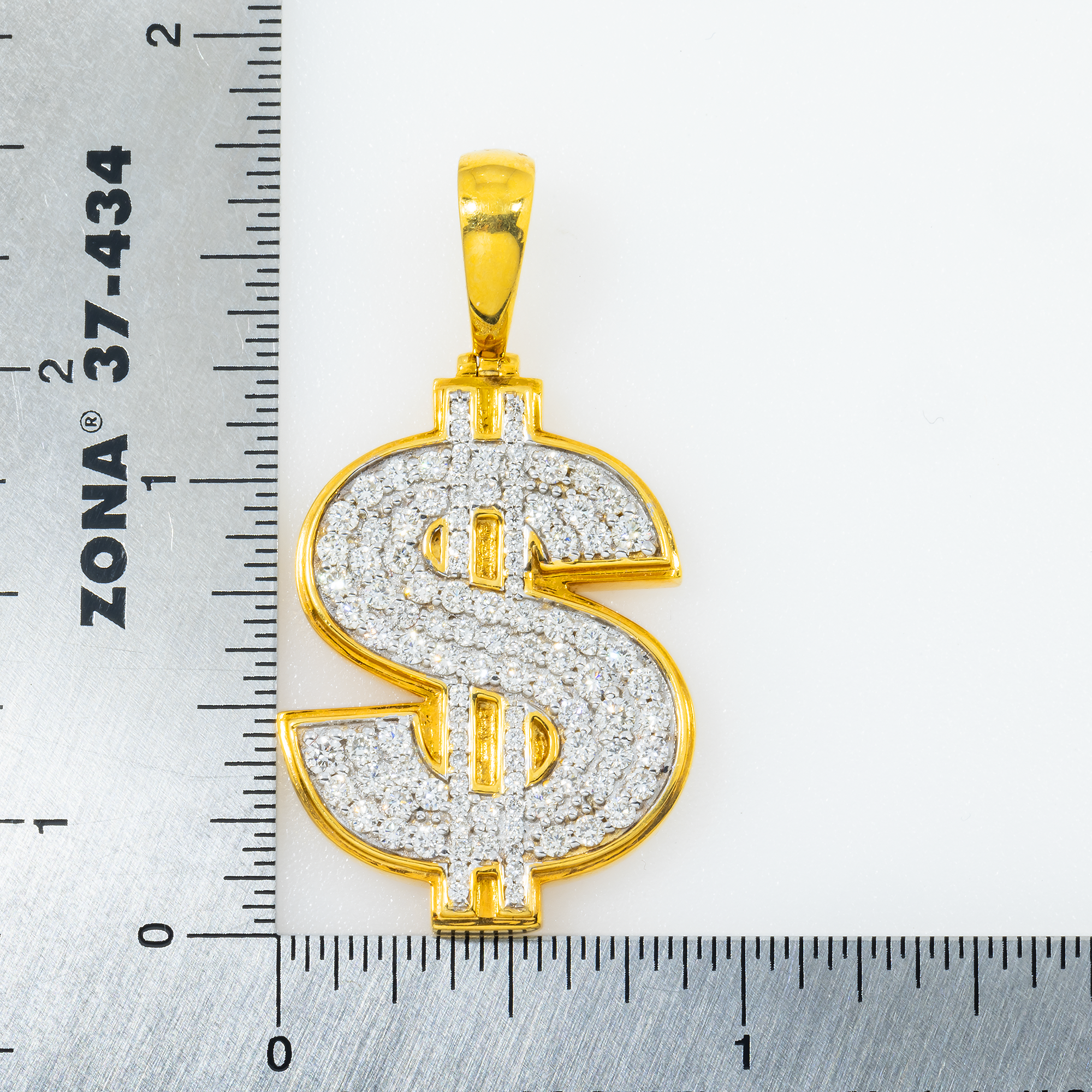 10K GOLD DIAMOND DOLLAR SIGN PENDANT 1.85 CT