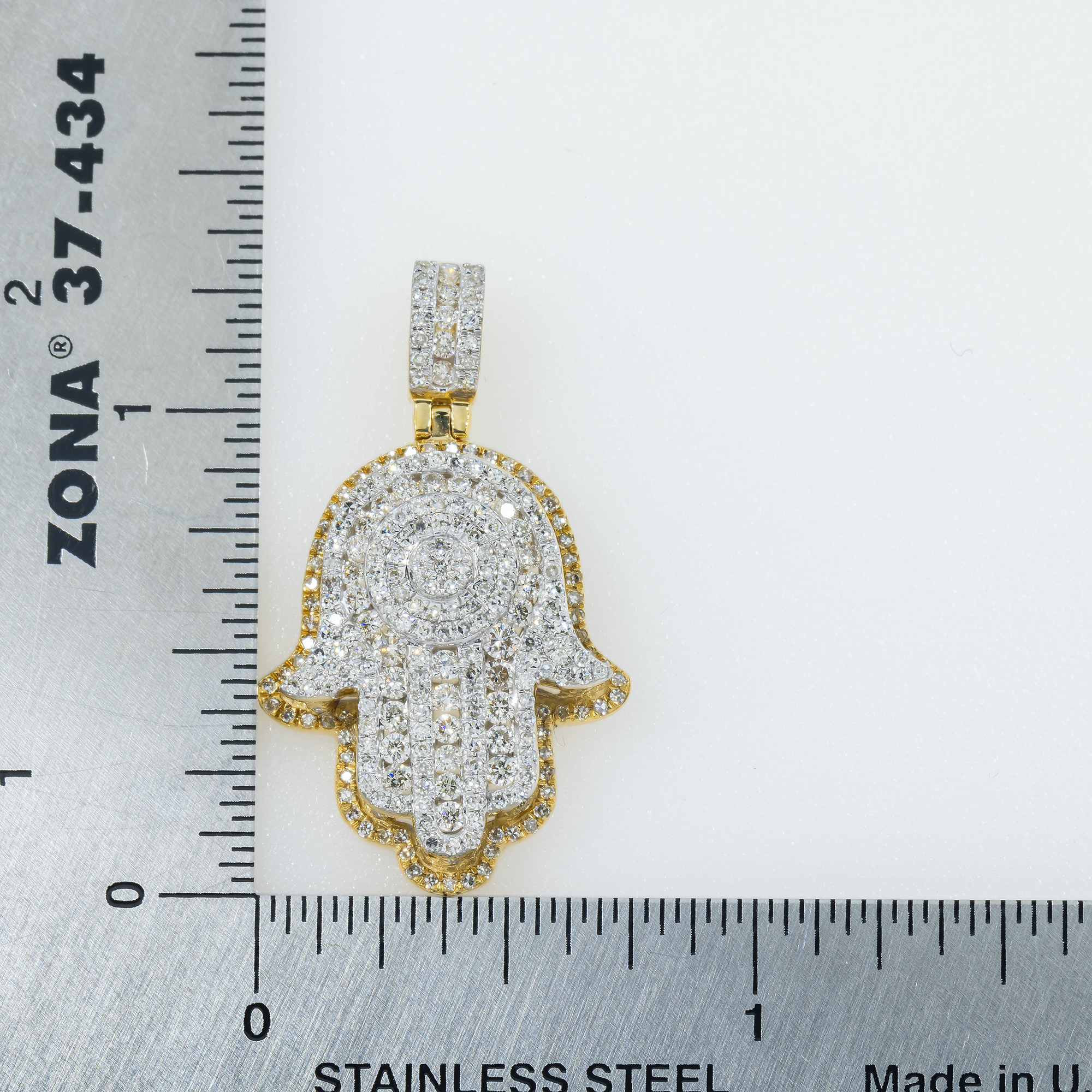 14K GOLD DIAMOND HAMSA PENDANT 1.20 CT