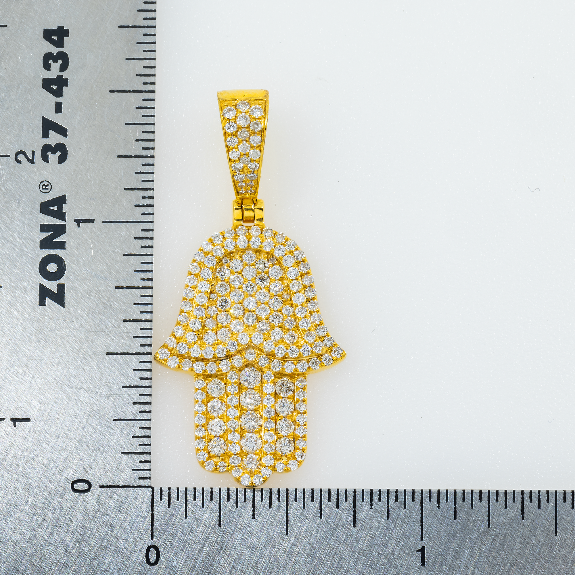 14K GOLD DIAMOND 3D HAMSA PENDANT 1.45 CT