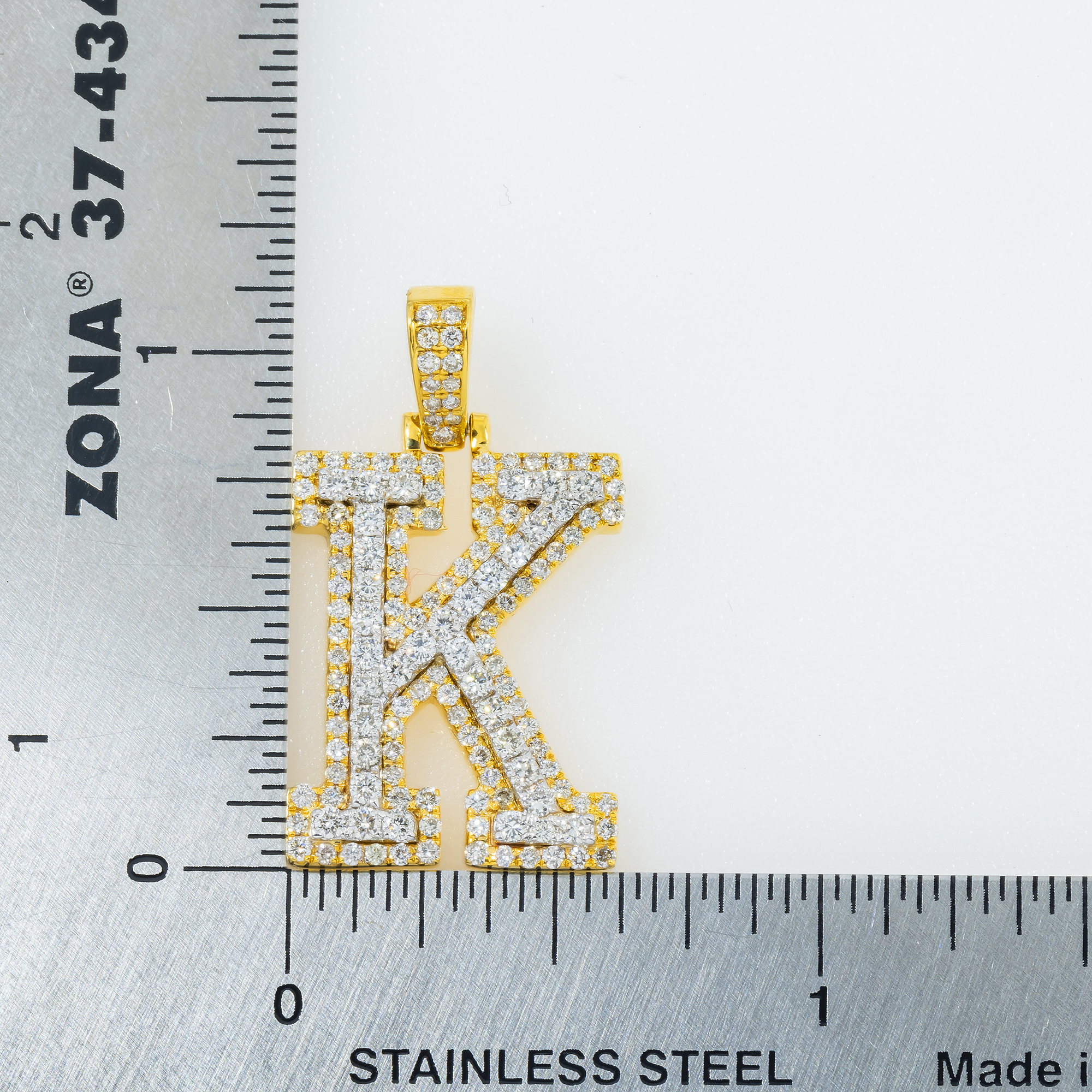 10K GOLD DIAMOND 3D INITIAL K PENDANT 1.10 CT