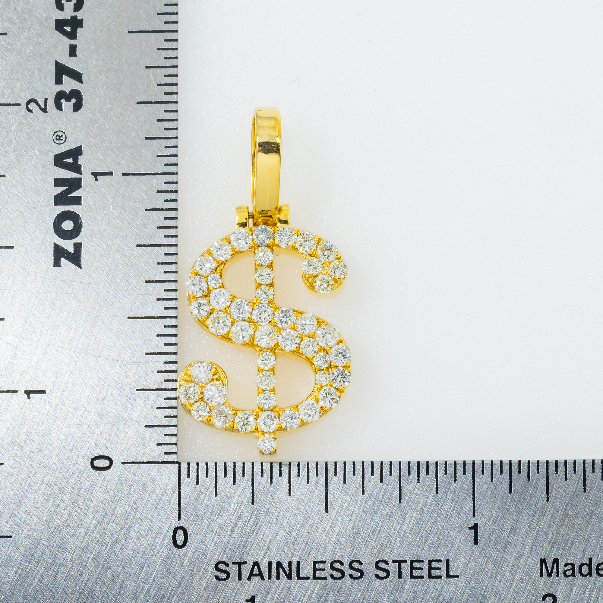 10K GOLD DIAMOND DOLLAR SIGN PENDANT 1.15 CT