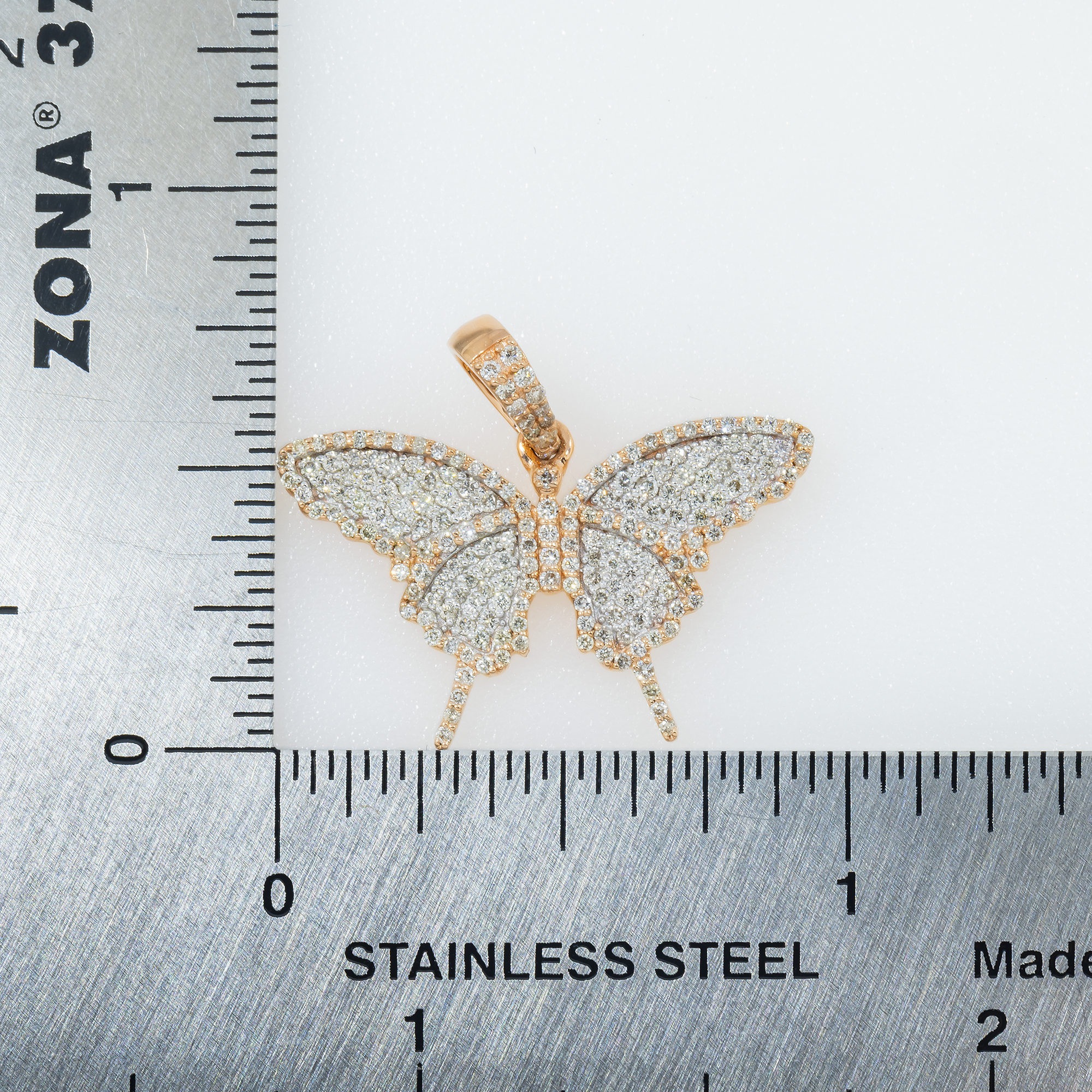 10K GOLD DIAMOND BUTTERFLY PENDANT 0.60 CT