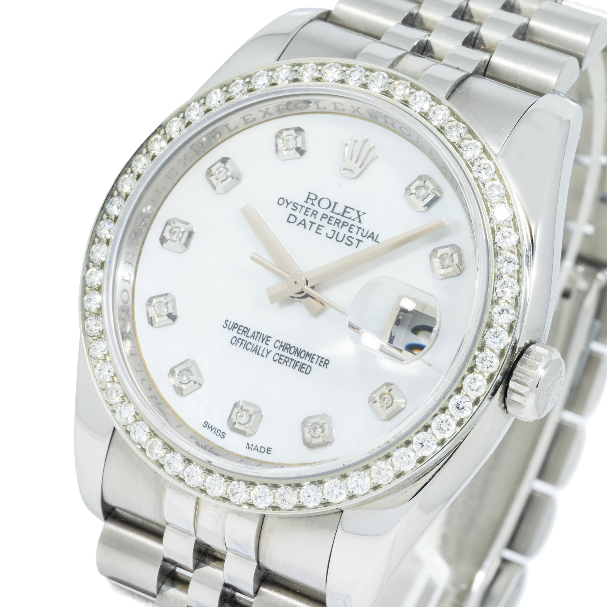 Rolex Datejust 116234 36MM White Diamond Dial And Bezel With Stainless Steel Jubilee Bracelet