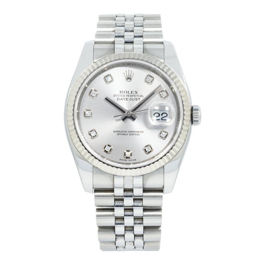 Rolex Datejust 116234 36MM Silver Diamond Dial With Stainless Steel Jubilee Bracelet