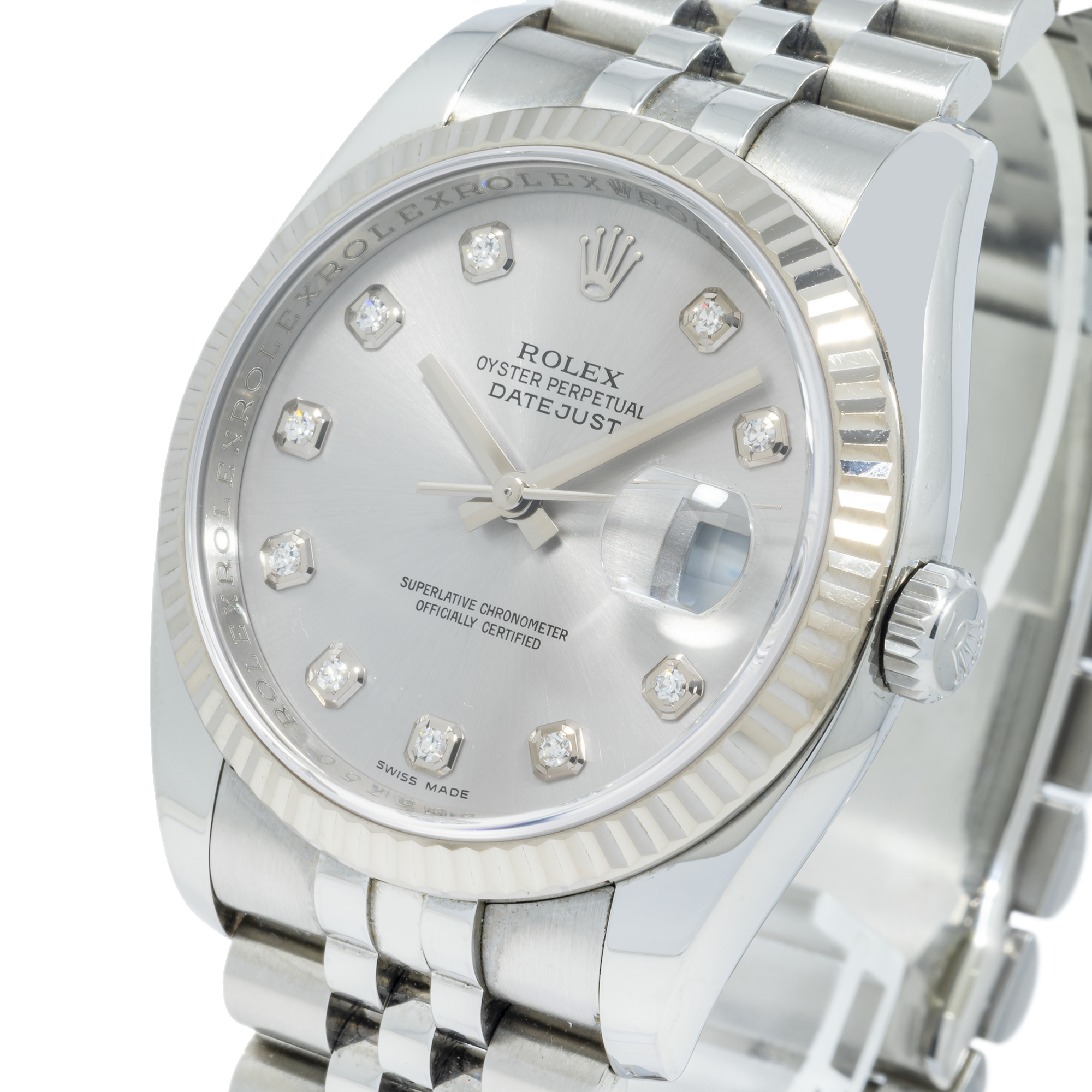 Rolex Datejust 116234 36MM Silver Diamond Dial With Stainless Steel Jubilee Bracelet