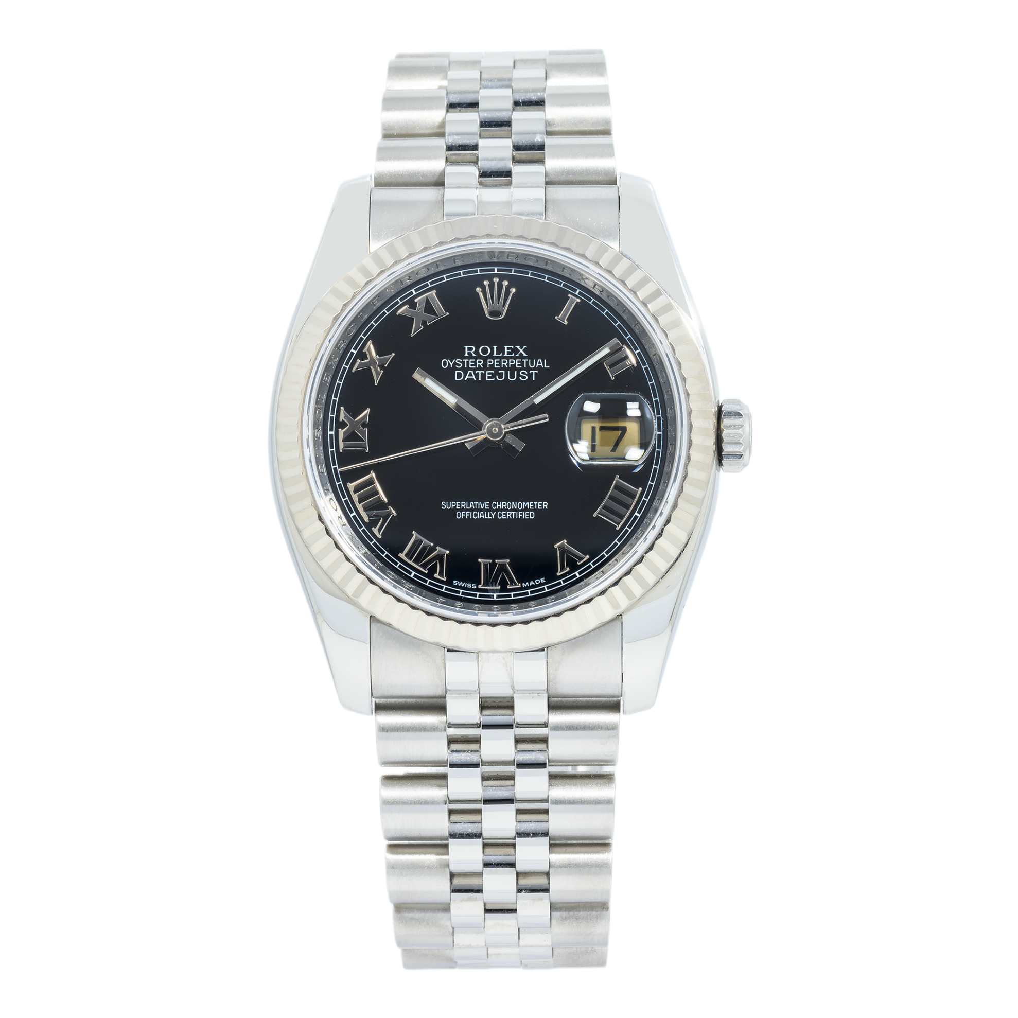 Rolex Datejust 116234 36MM Black Roman Dial With Stainless Steel Jubilee Bracelet
