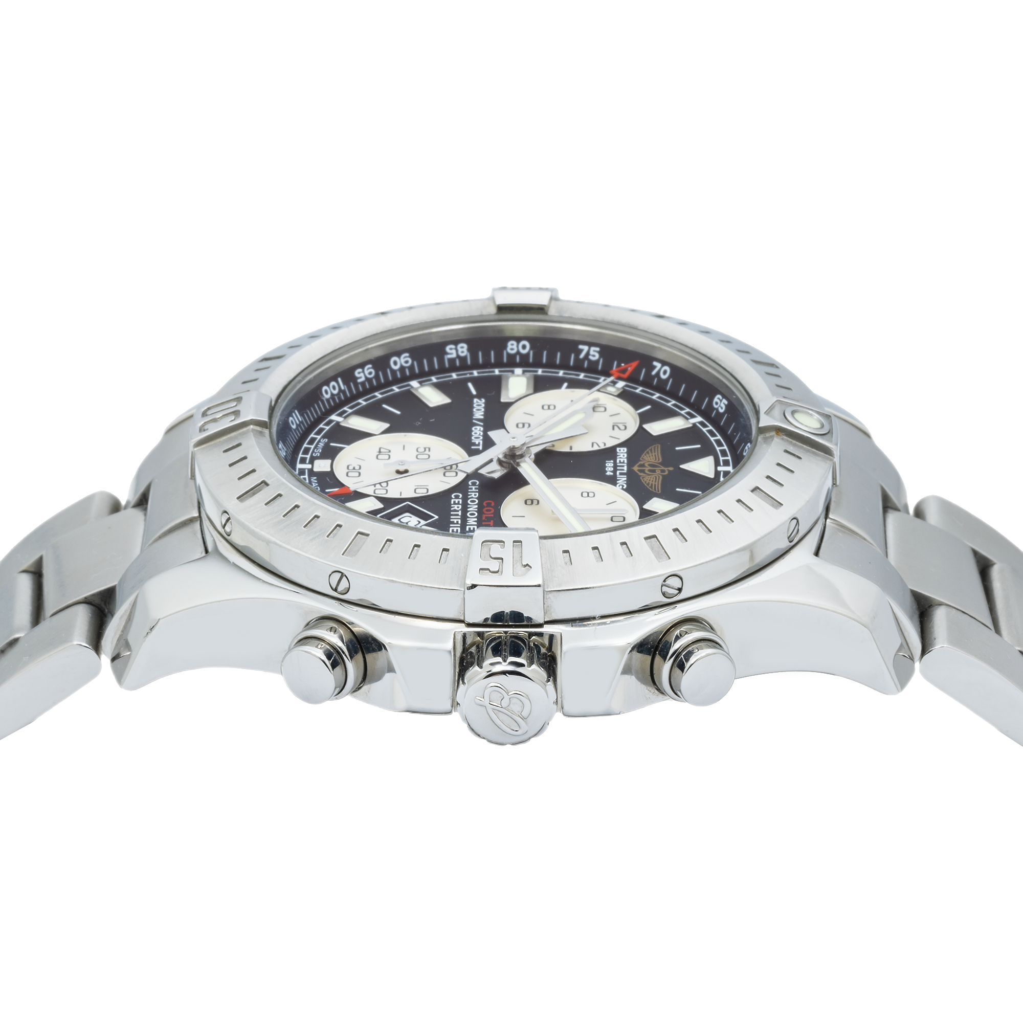 Breitling Colt Chronograph A73388 44MM Black Stick Dial With Stainless Steel Bracelet