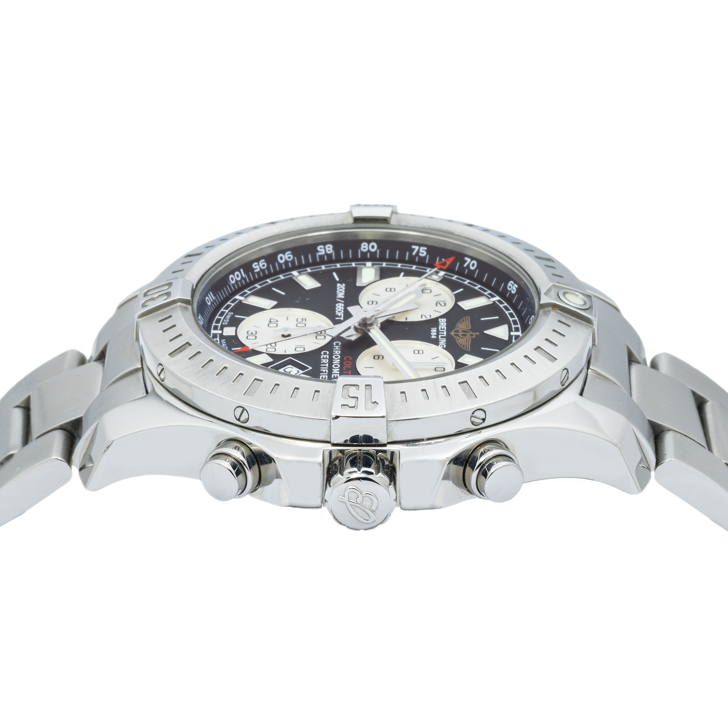 Breitling Colt Chronograph A73388 44MM Black Stick Dial With Stainless Steel Bracelet