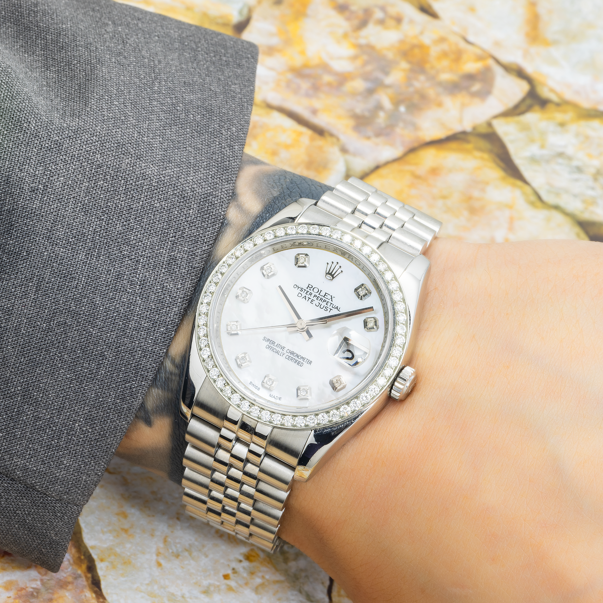 Rolex Datejust 116234 36MM White Diamond Dial And Bezel With Stainless Steel Jubilee Bracelet