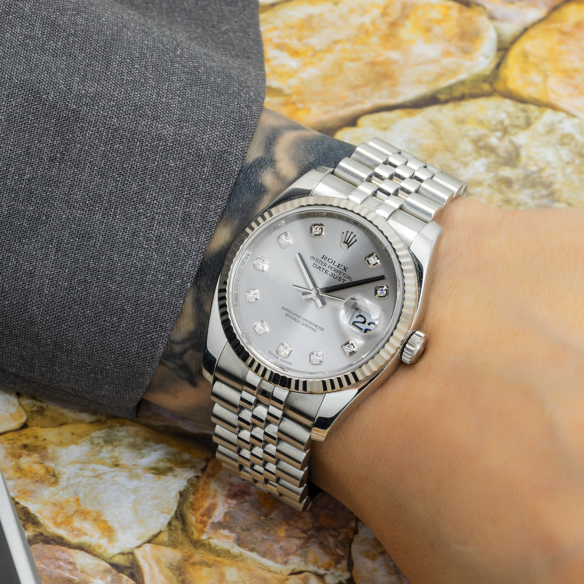 Rolex Datejust 116234 36MM Silver Diamond Dial With Stainless Steel Jubilee Bracelet