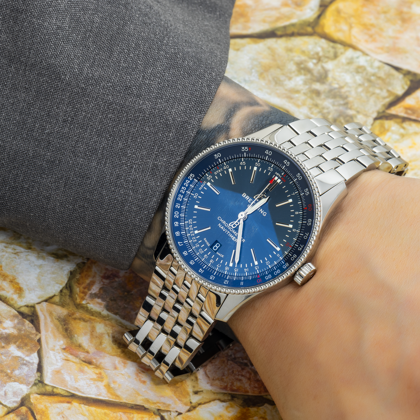 Breitling Navitimer A17326 41MM Blue Index Dial With Stainless Steel Bracelet