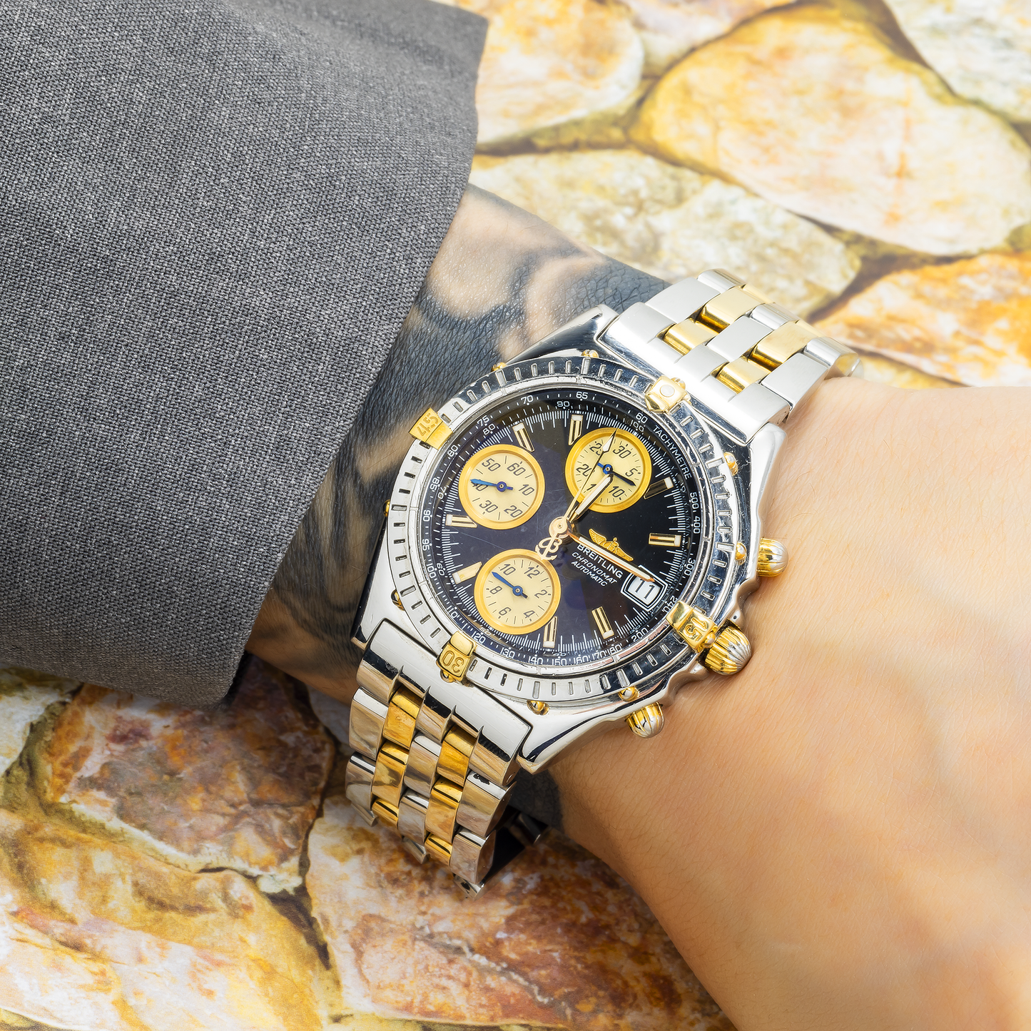 Breitling Chronomat B13050 40MM Black Index Dial With Two Tone Bracelet