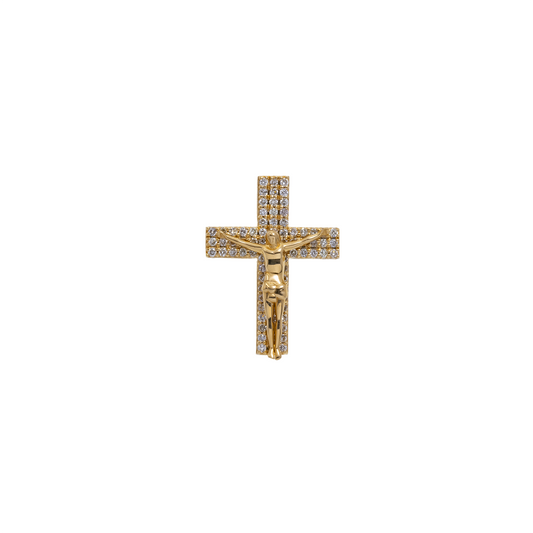 14K GOLD DIAMOND CRUCIFIX PENDANT 0.90 CT