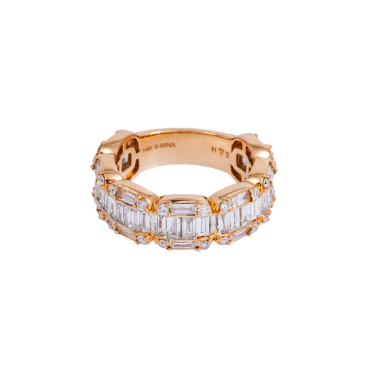 14K GOLD BAGUETTE AND ROUND DIAMOND RING 2.65 CT