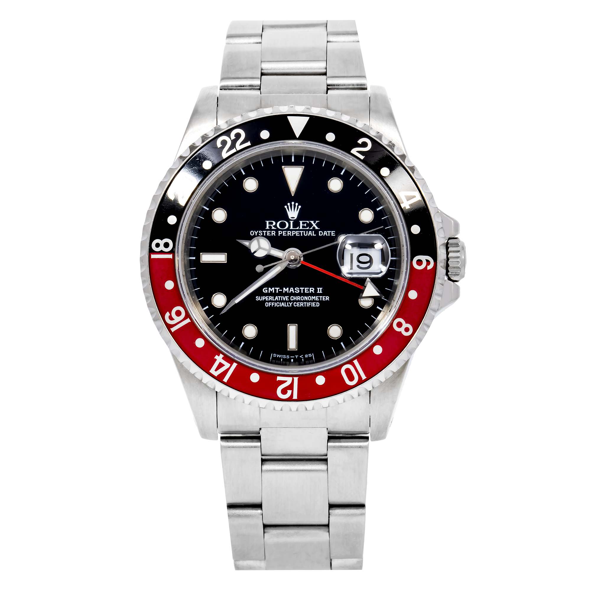 Rolex GMT-Master II Stainless Steel 40mm Black Dial Red/Blue "Pepsi" Aluminum Bezel Non-SEL Oyster Bracelet Holes Case 16710