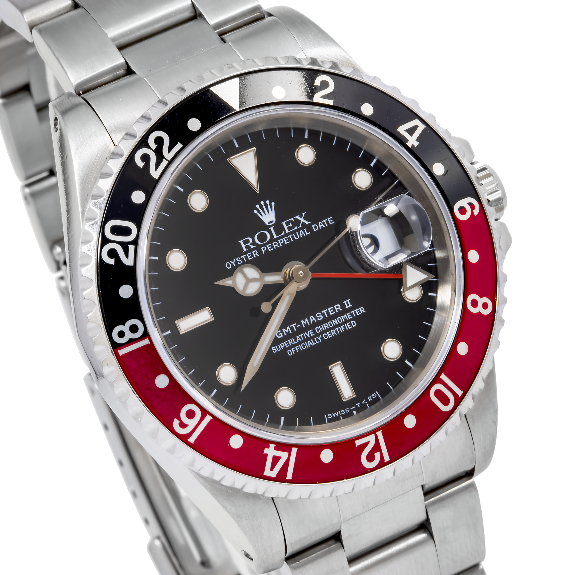 Rolex GMT-Master II Stainless Steel 40mm Black Dial Red/Blue "Pepsi" Aluminum Bezel Non-SEL Oyster Bracelet Holes Case 16710