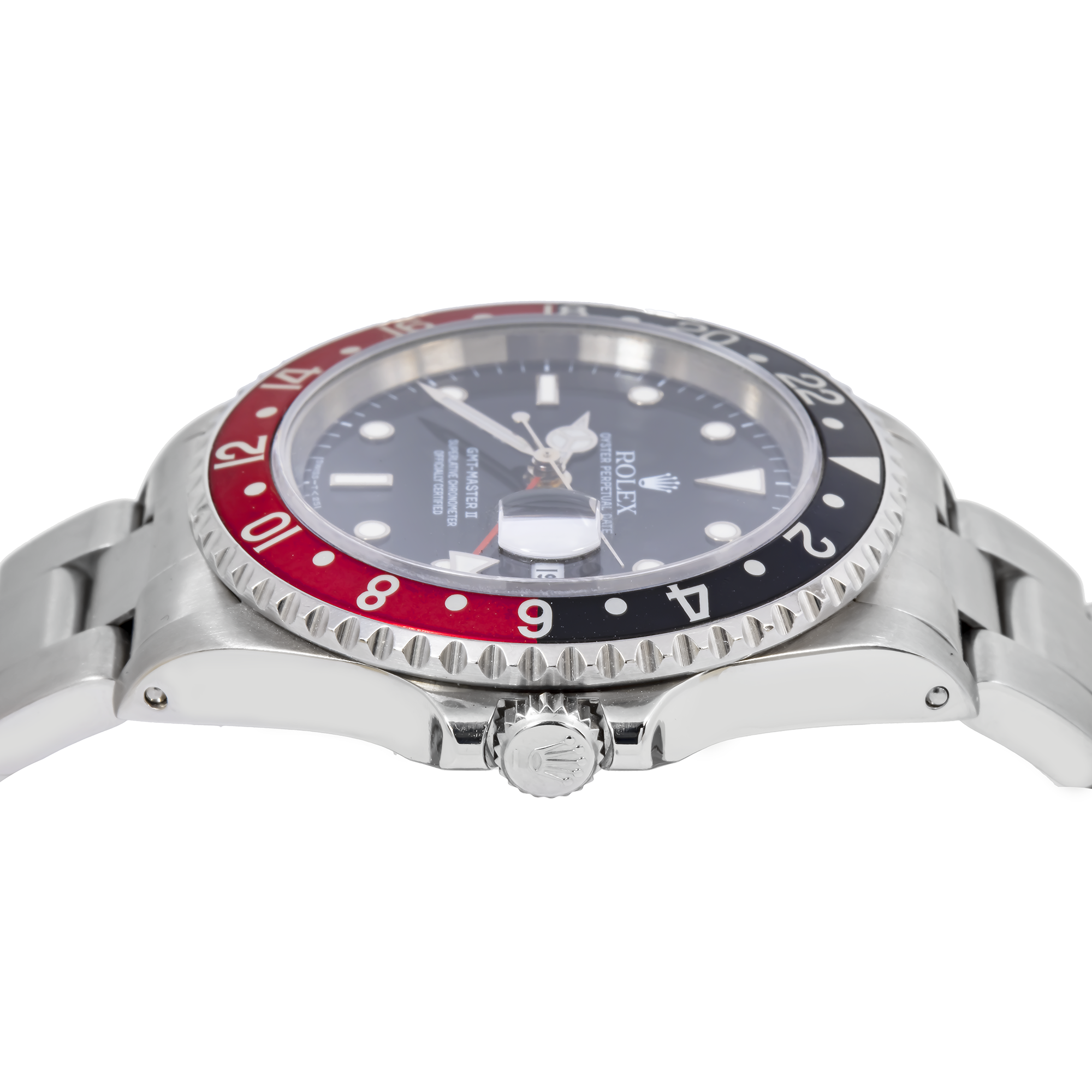 Rolex GMT-Master II Stainless Steel 40mm Black Dial Red/Blue "Pepsi" Aluminum Bezel Non-SEL Oyster Bracelet Holes Case 16710