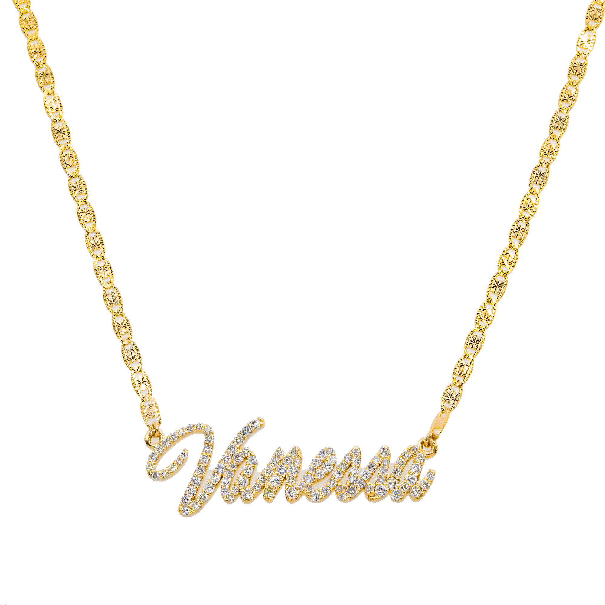 14K YELLOW GOLD DIAMOND CUSTOM NAME NECKLACE