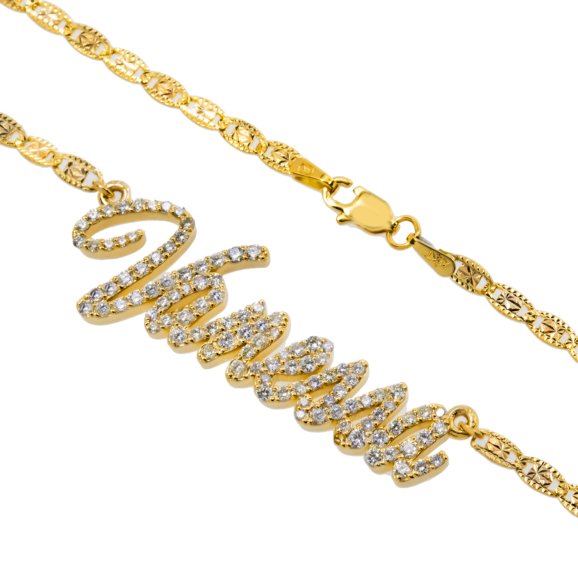14K YELLOW GOLD DIAMOND CUSTOM NAME NECKLACE