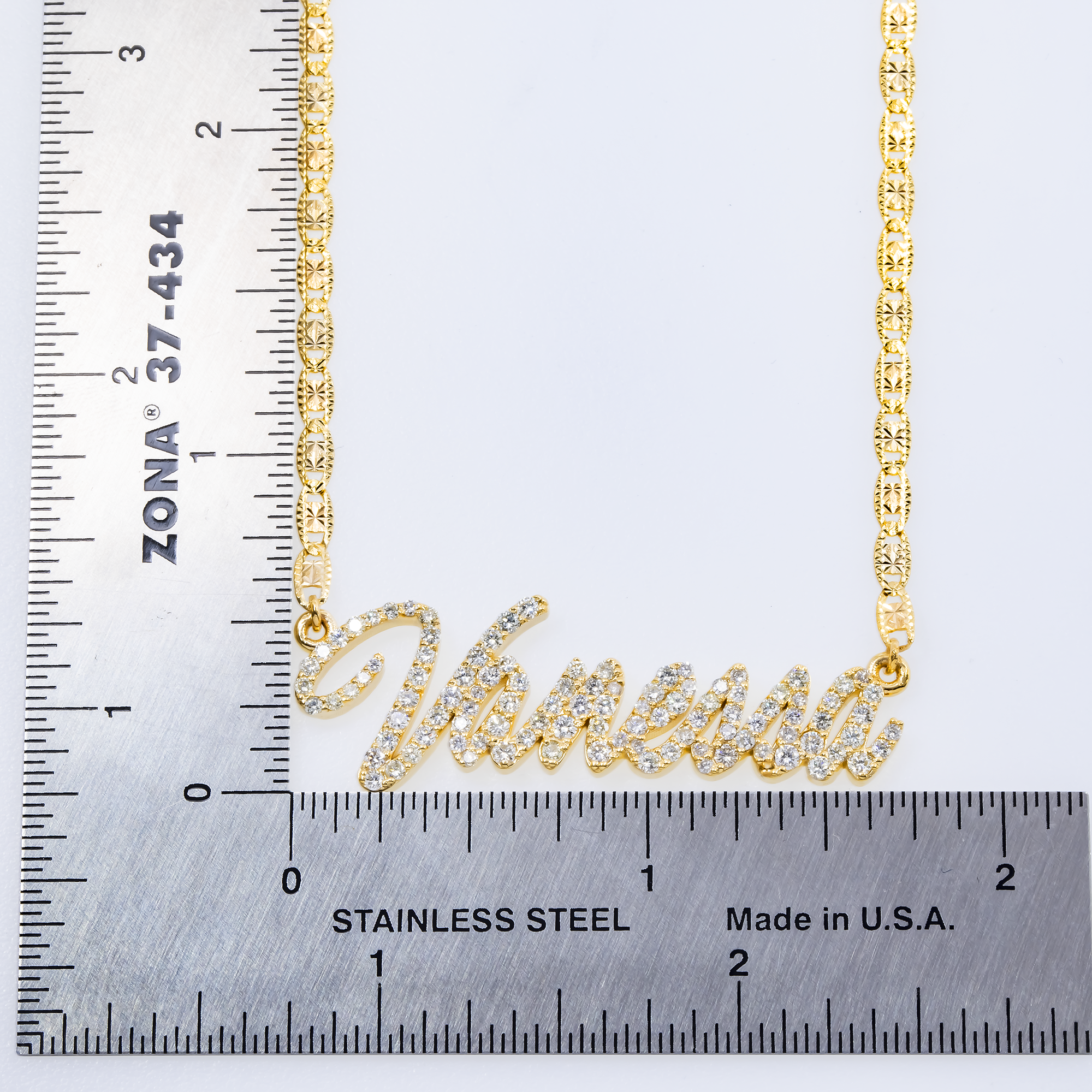14K YELLOW GOLD DIAMOND CUSTOM NAME NECKLACE