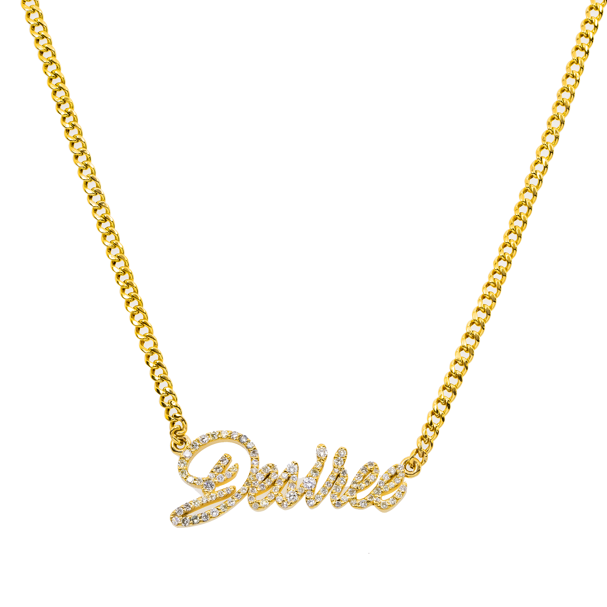 14K YELLOW GOLD DIAMOND CUSTOM NAME NECKLACE
