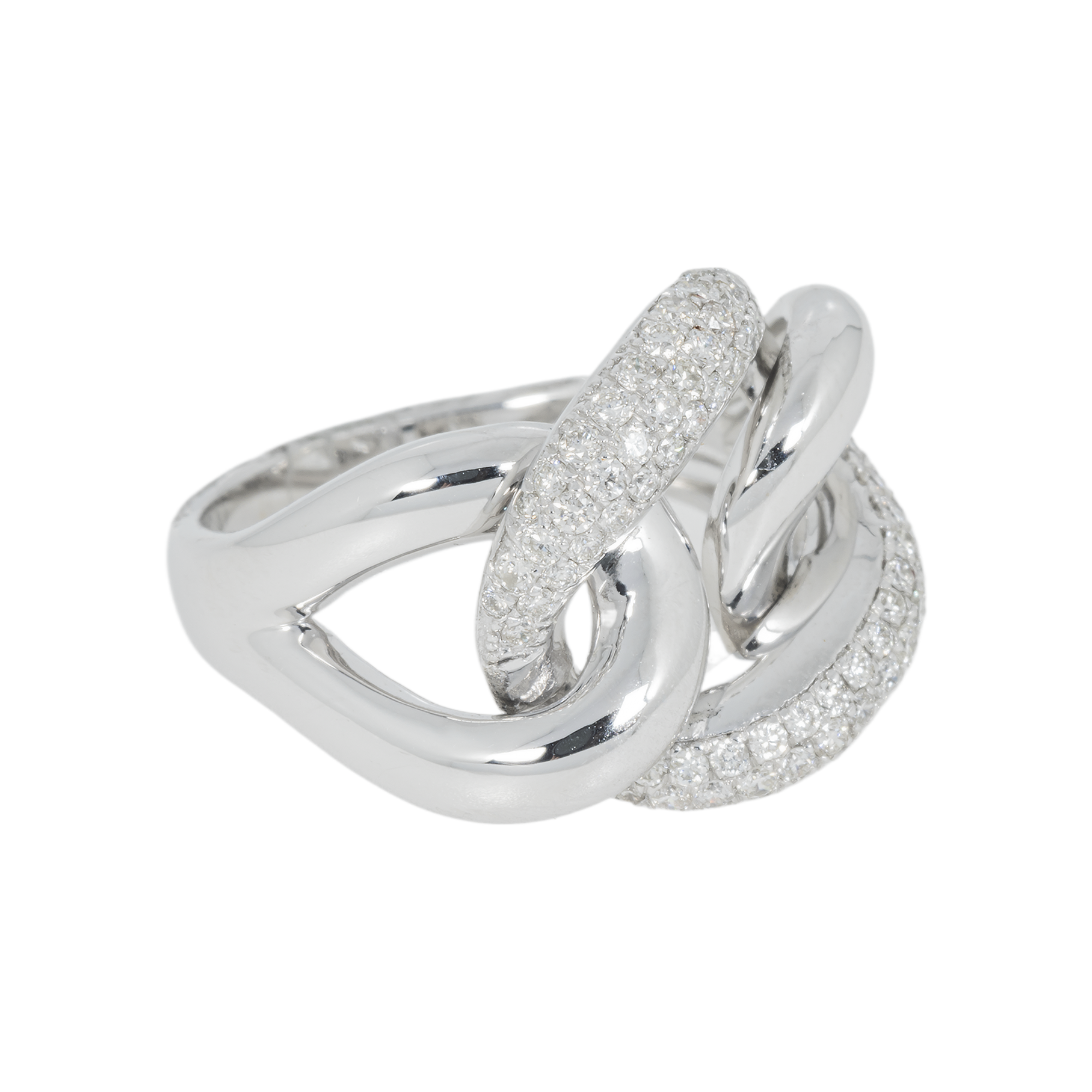 14K GOLD TWO-TONE DIAMOND LINK RING 0.60 CT
