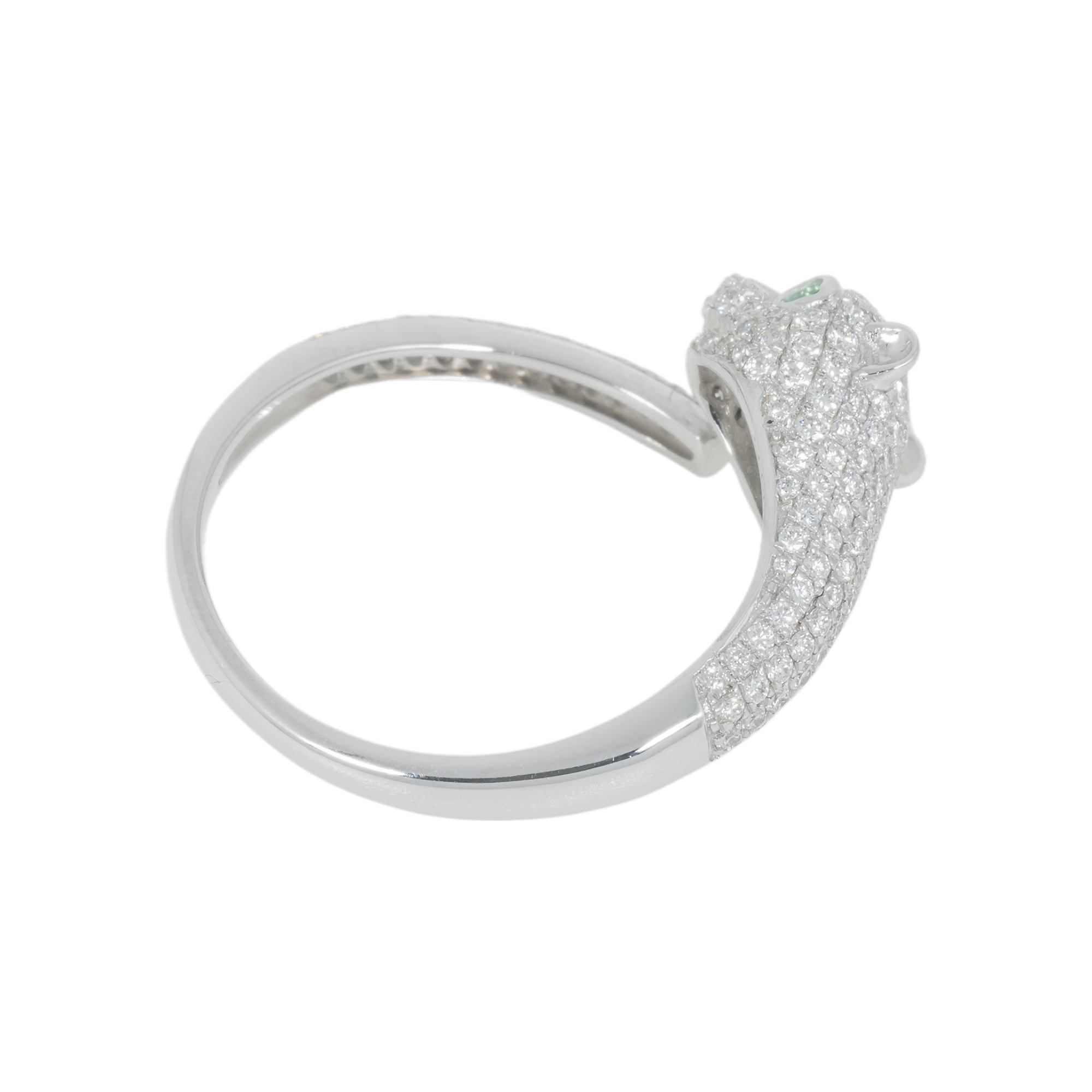 14K GOLD DIAMOND AND EMERALD GEMSTONE PANTHER DESIGNER RING 0.75 CTW