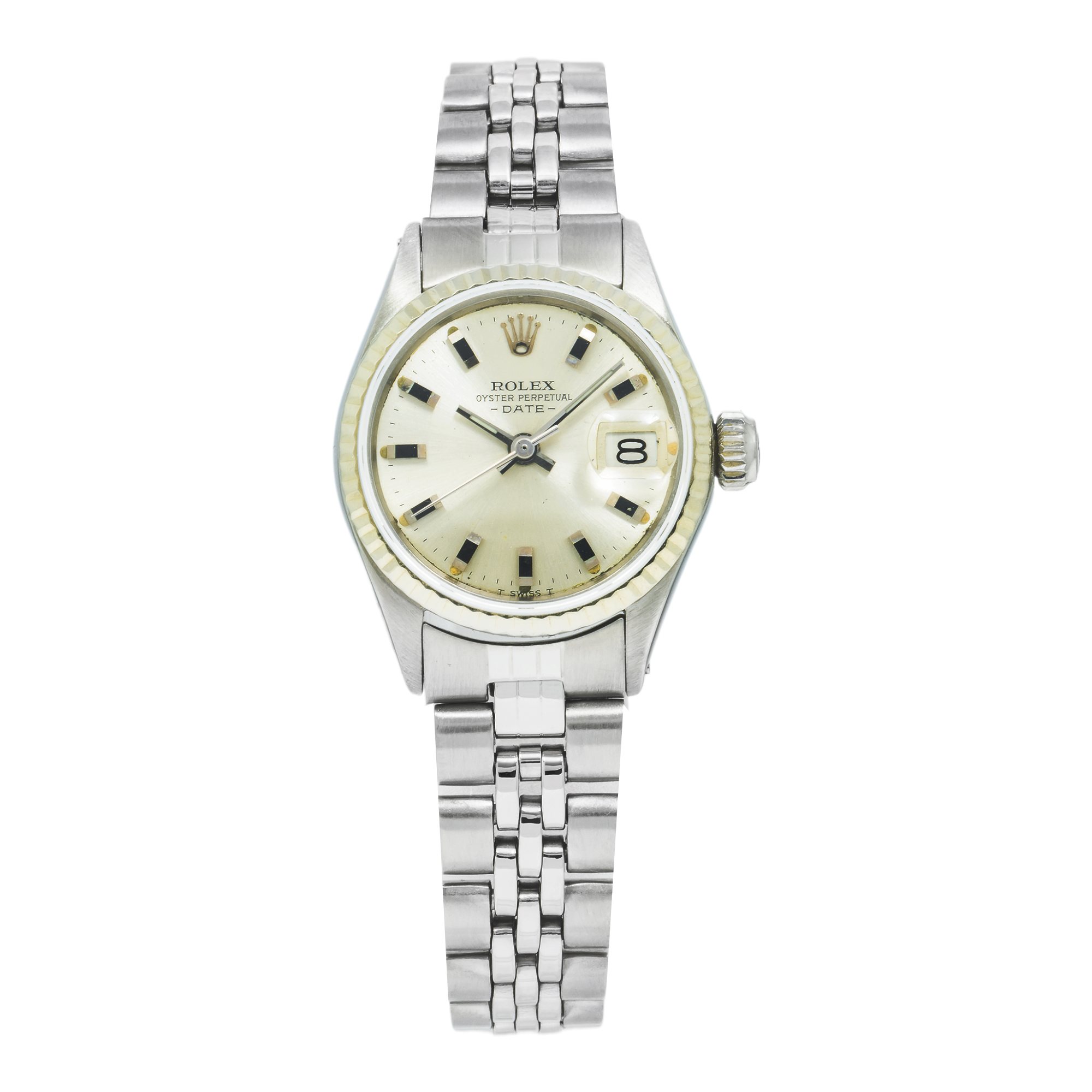 Rolex Oyster Perpetual Date 6517 26MM Silver Dial With Stainless Steel Jubilee Bracelet