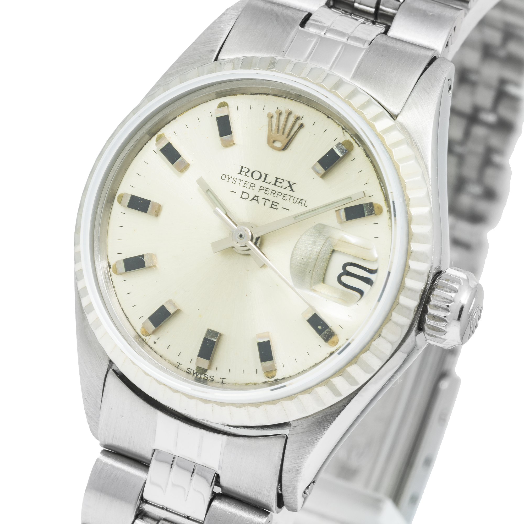 Rolex Oyster Perpetual Date 6517 26MM Silver Dial With Stainless Steel Jubilee Bracelet