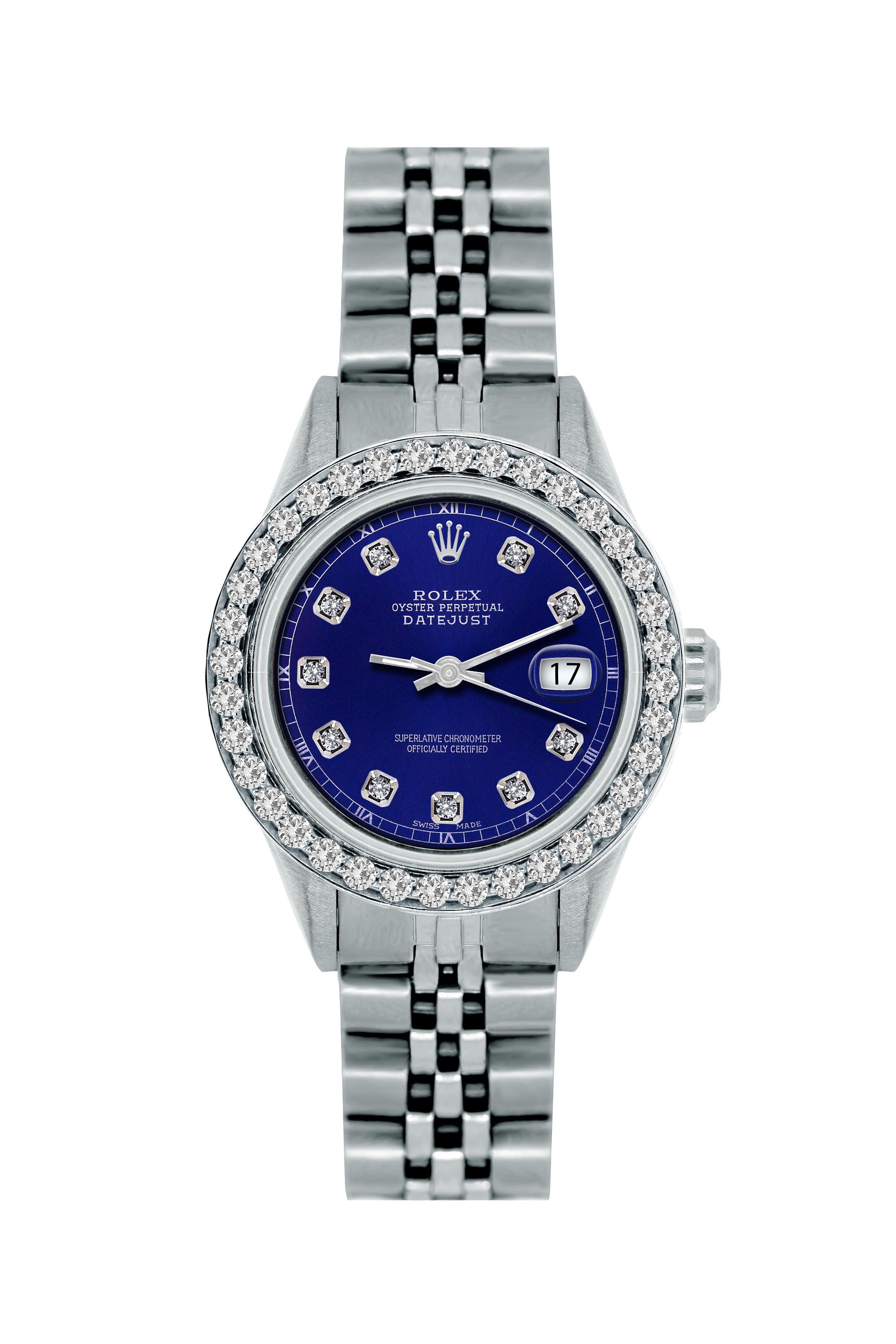 Rolex Datejust 26mm Midnight Blue Dial, Bezel, & Optional Lugs With Stainless Steel Bracelet