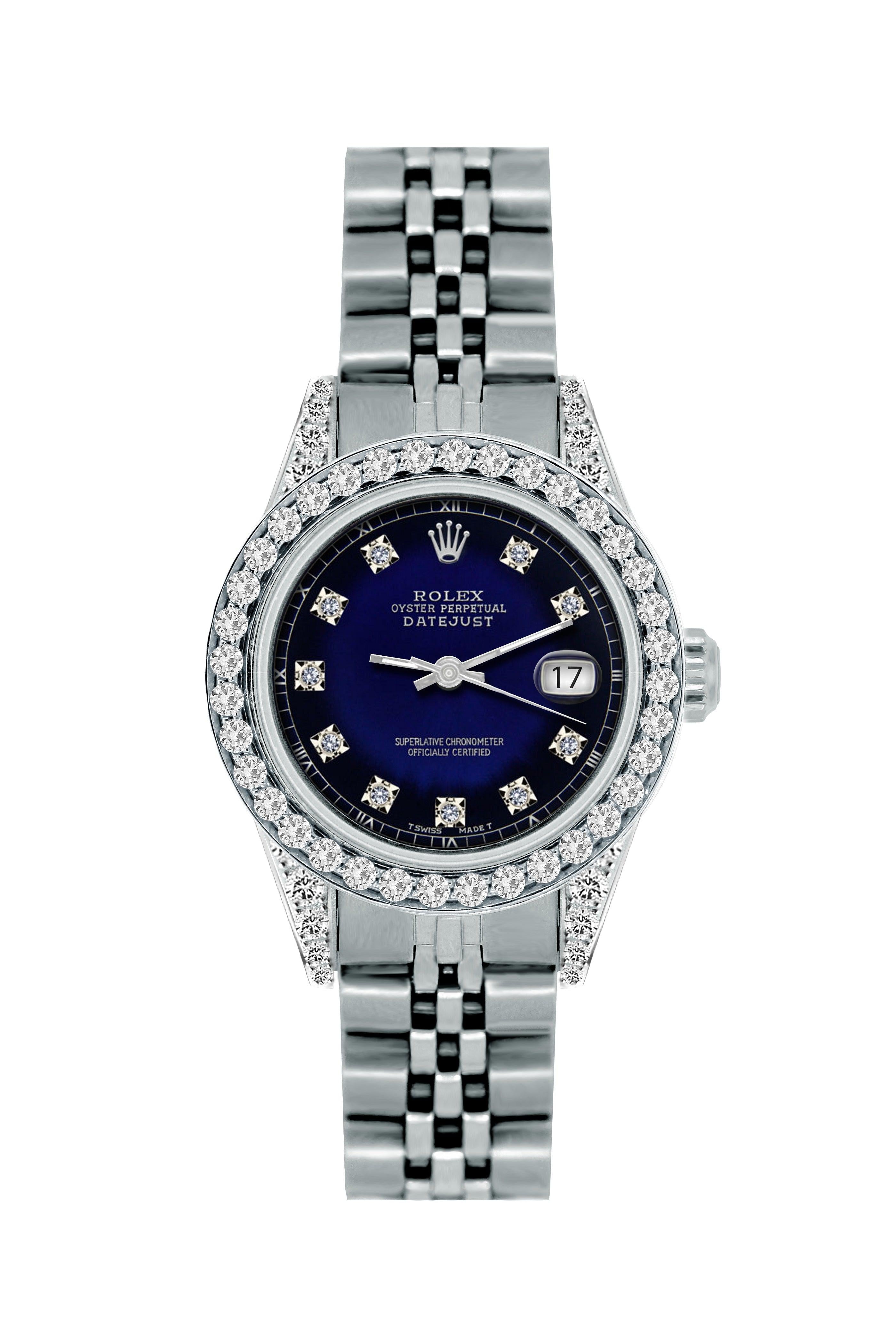 Rolex Datejust 26mm Midnight Blue Black Diamond Dial & Bezel With Stainless Steel Bracelet