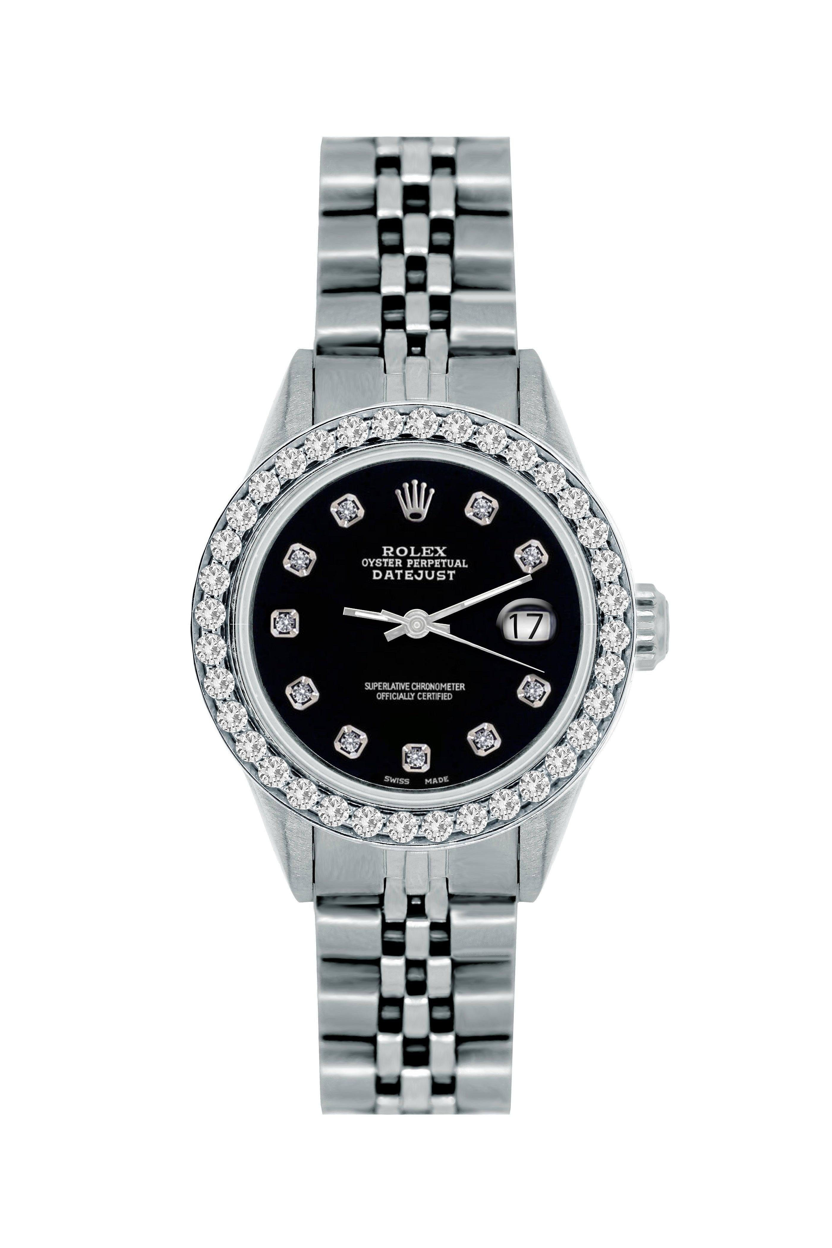 Rolex Datejust 26mm Black Russian Diamond Dial With Diamond Bezel
