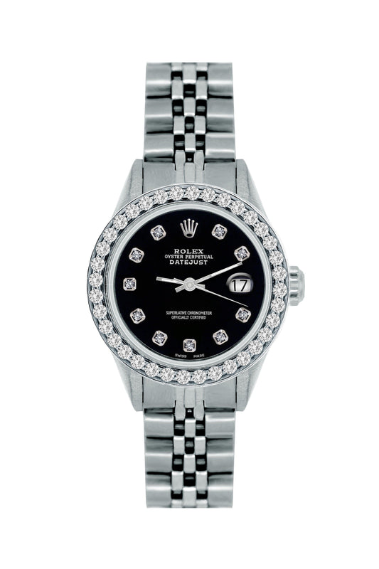 Rolex Datejust 26mm Black Russian Diamond Dial With Diamond Bezel