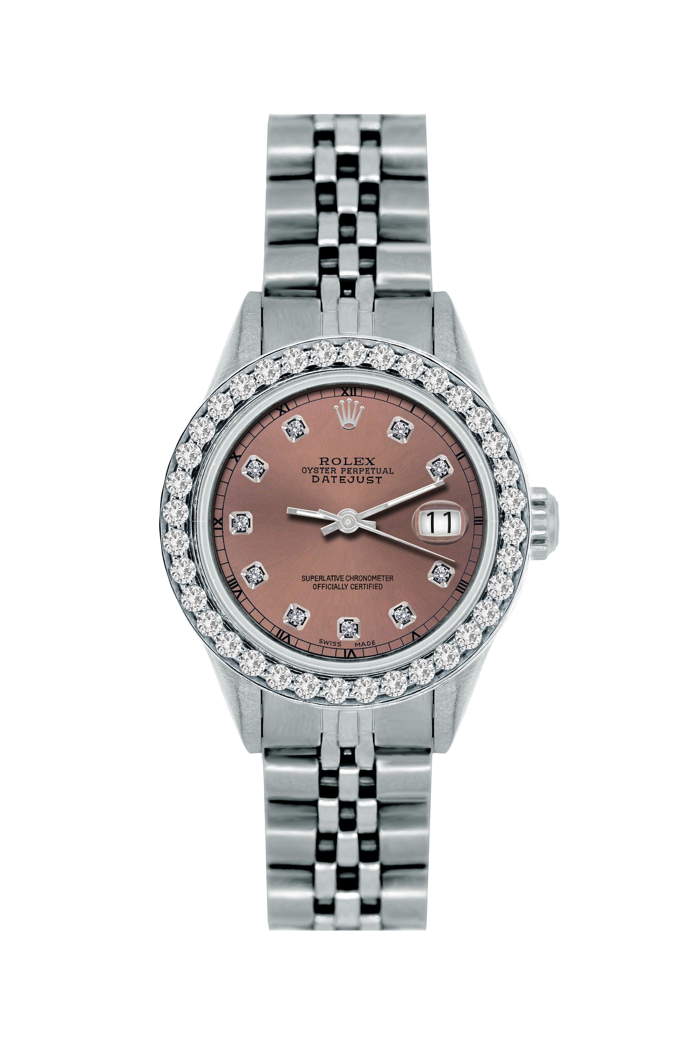 Rolex Datejust 26mm Dark Chestnut Diamond Dial & Bezel With Stainless Steel Bracelet