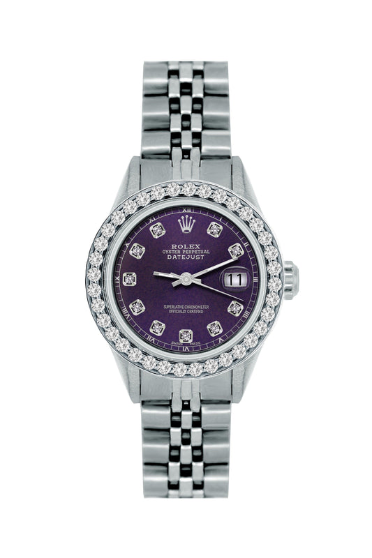 Rolex Datejust Diamond Watch, 26mm, Stainless SteelBracelet Black Rock Dial w/ Diamond Bezel