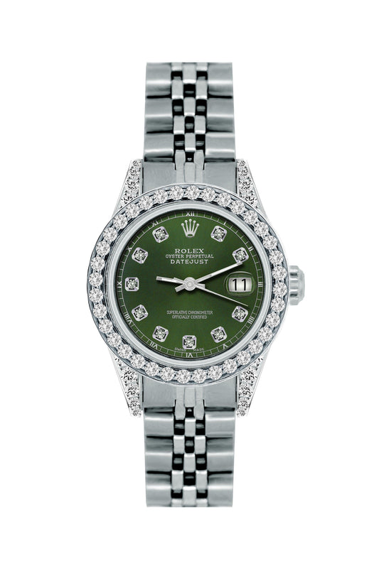 Rolex Datejust Diamond Watch, 26mm, Stainless SteelBracelet Black Forest Dial w/ Diamond Bezel and Lugs