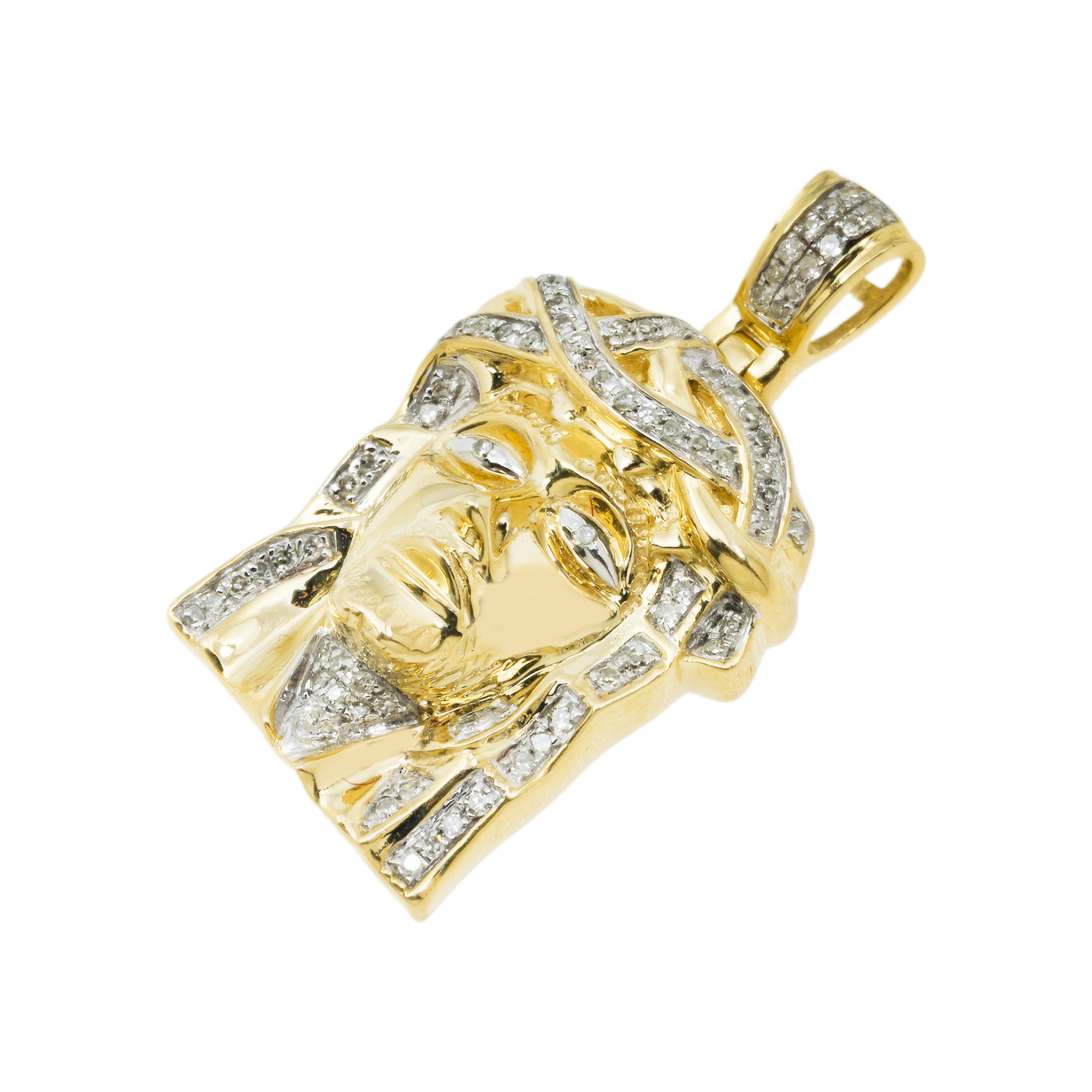 10K GOLD DIAMOND JESUS HEAD PENDANT 0.20 CT