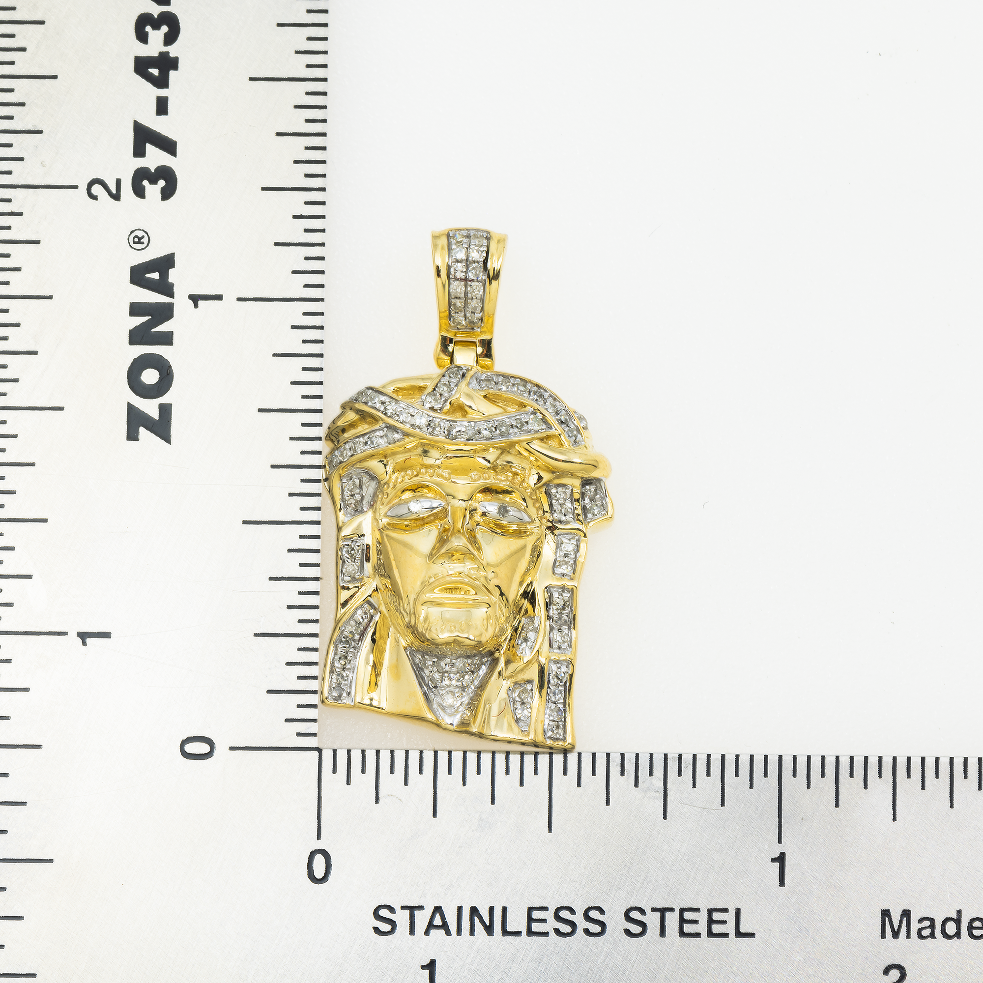 10K GOLD DIAMOND JESUS HEAD PENDANT 0.20 CT