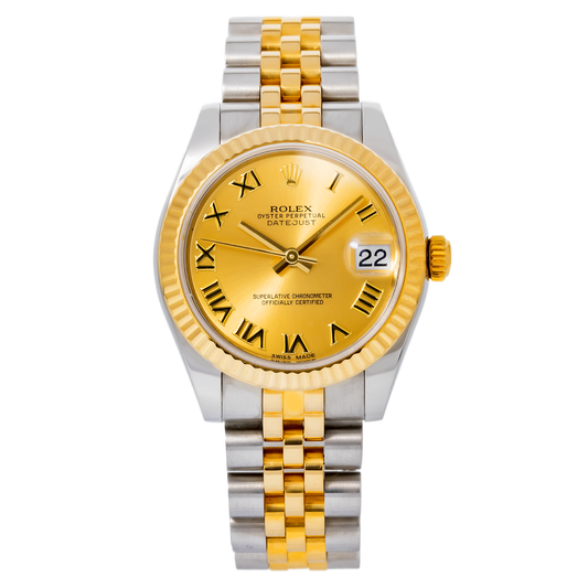 ROLEX DATEJUST 178273 31MM CHAMPAGNE ROMAN NUMERAL DIAL WITH TWO TONE BRACELET