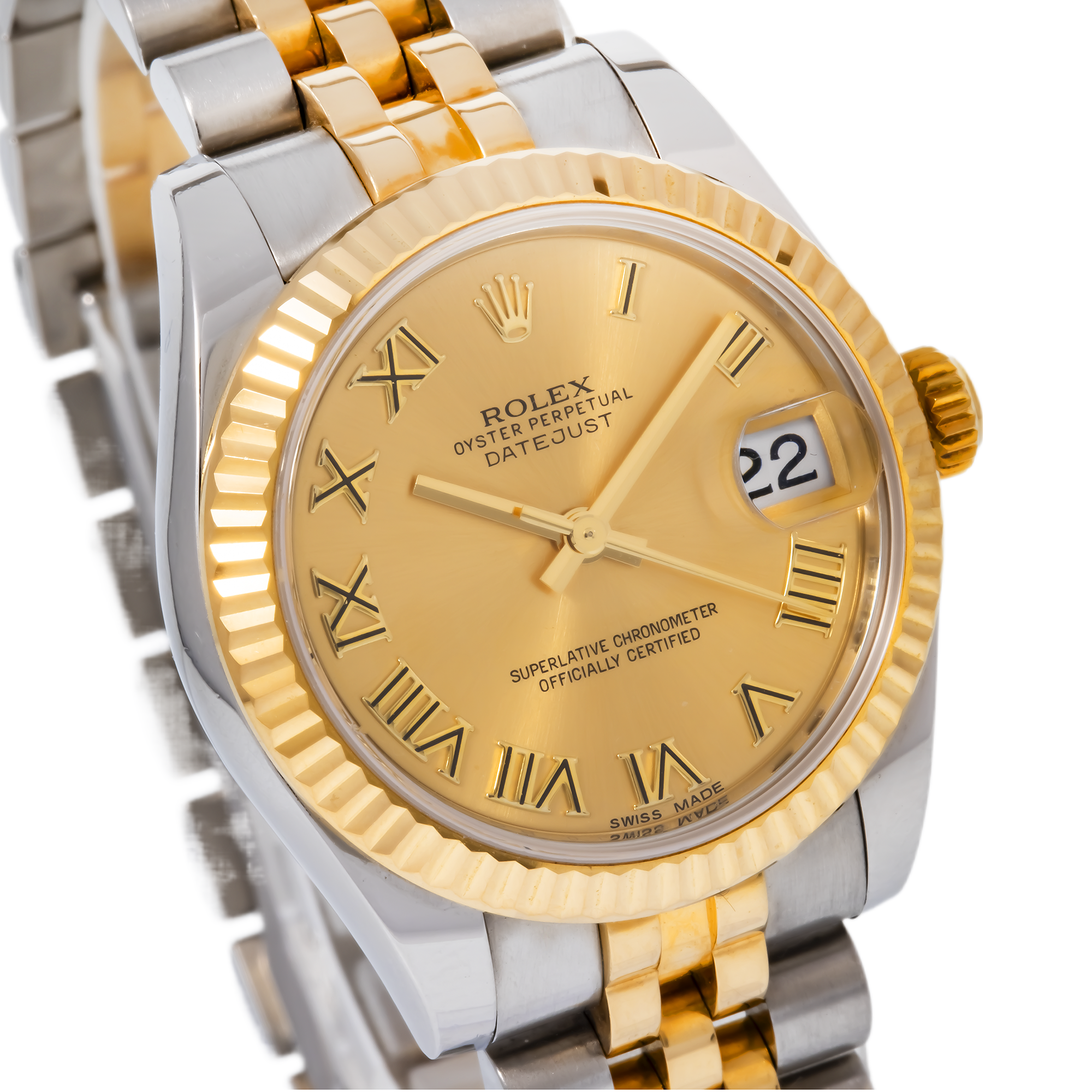 ROLEX DATEJUST 178273 31MM CHAMPAGNE ROMAN NUMERAL DIAL WITH TWO TONE BRACELET