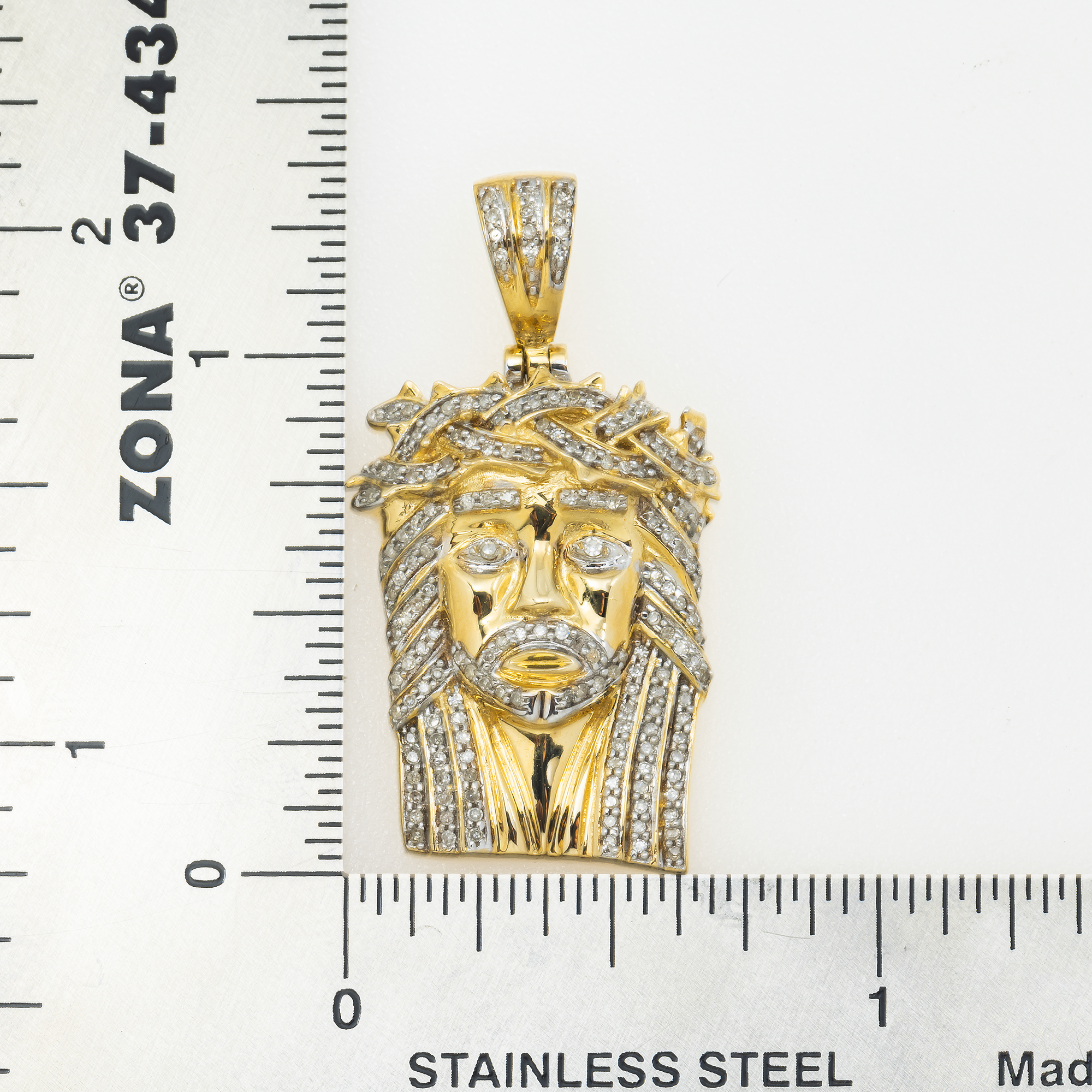 10K GOLD DIAMOND JESUS HEAD PENDANT 0.40 CT