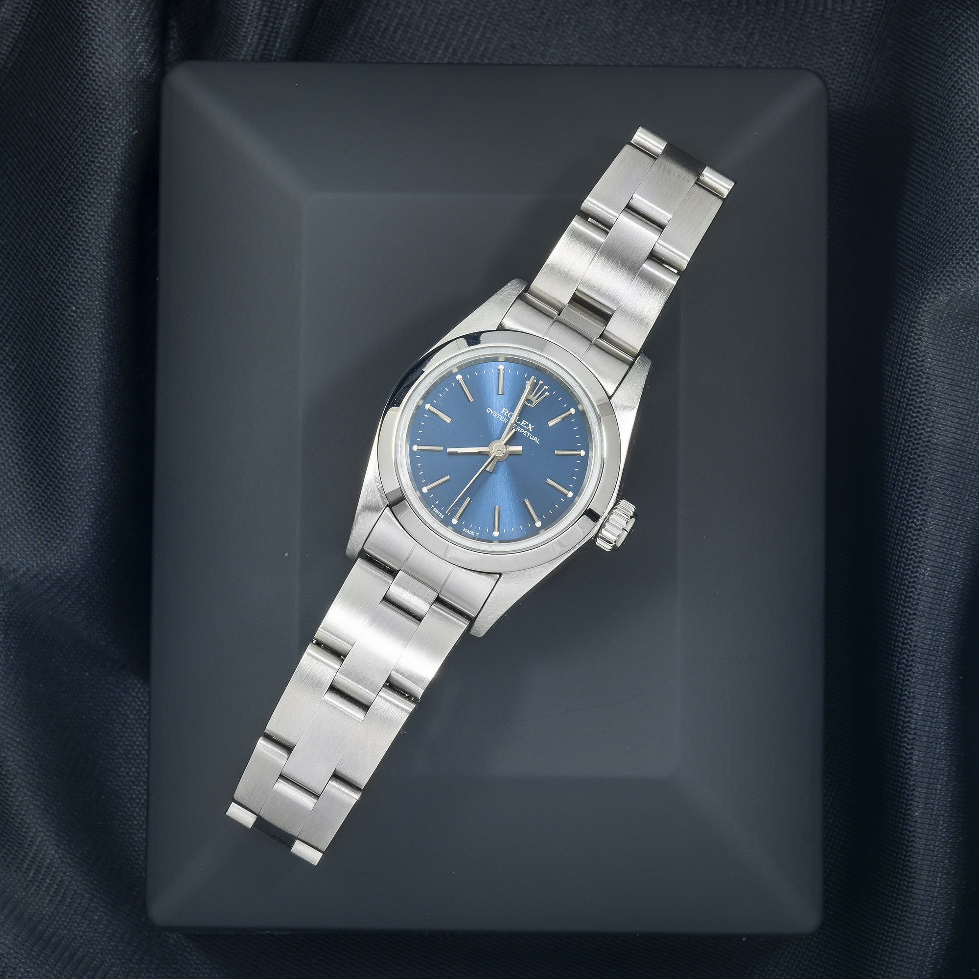 Rolex Oyster Perpetual 67180 24MM Blue Dial With Stainless Steel Oyster Bracelet