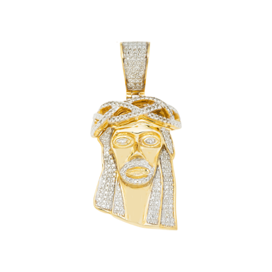10K GOLD DIAMOND JESUS PENDANT 0.50 CT